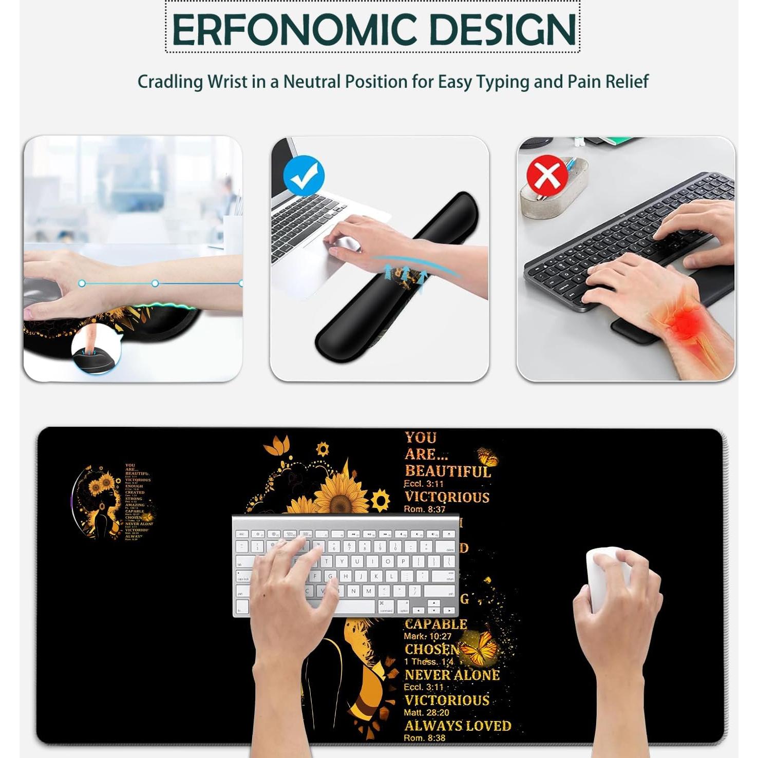 Alfombrilla de Ratón Grande JVGFYNKL con Reposamuñecas 80x30cm