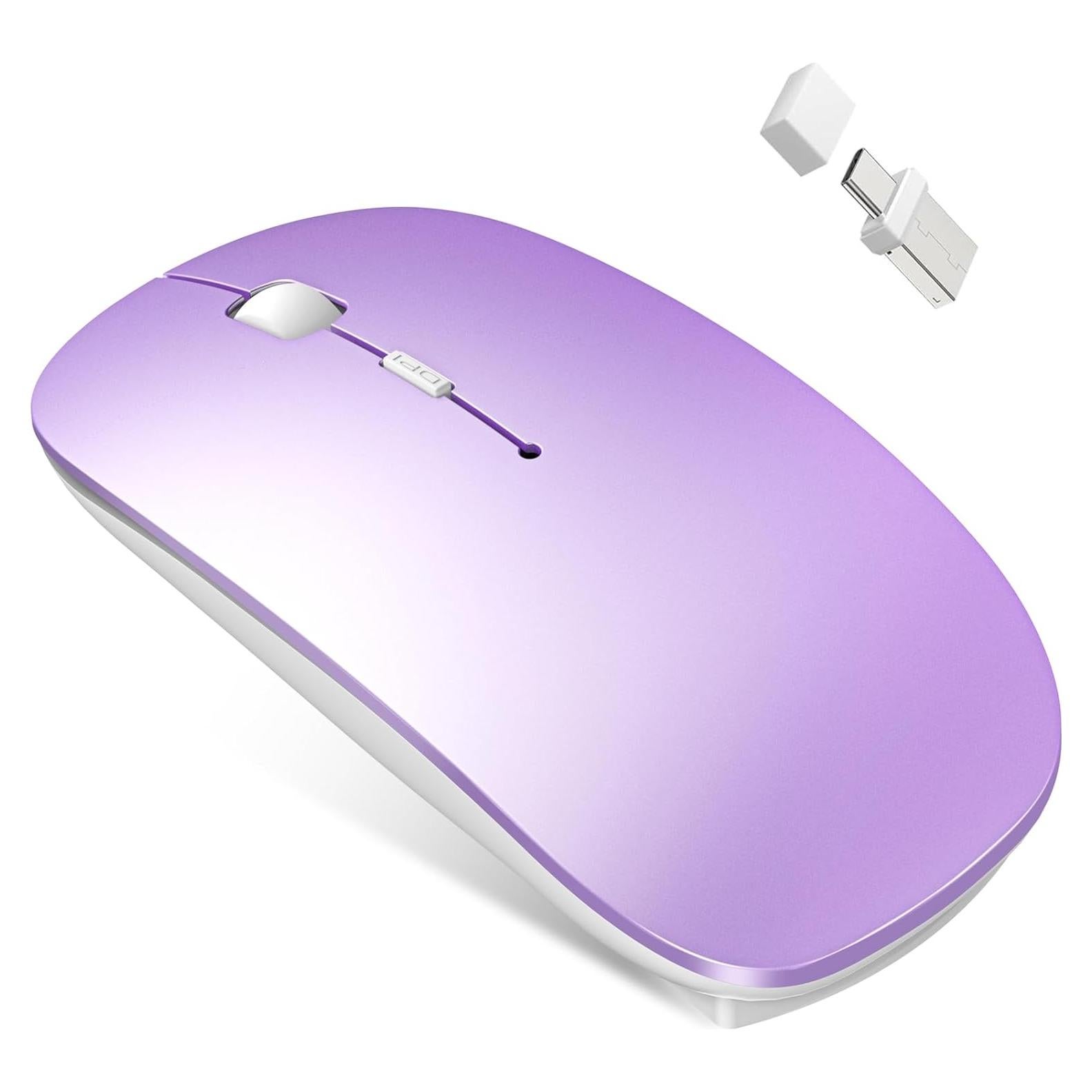 Ratón Inalámbrico Bluetooth Azmall Púrpura Recargable Delgado