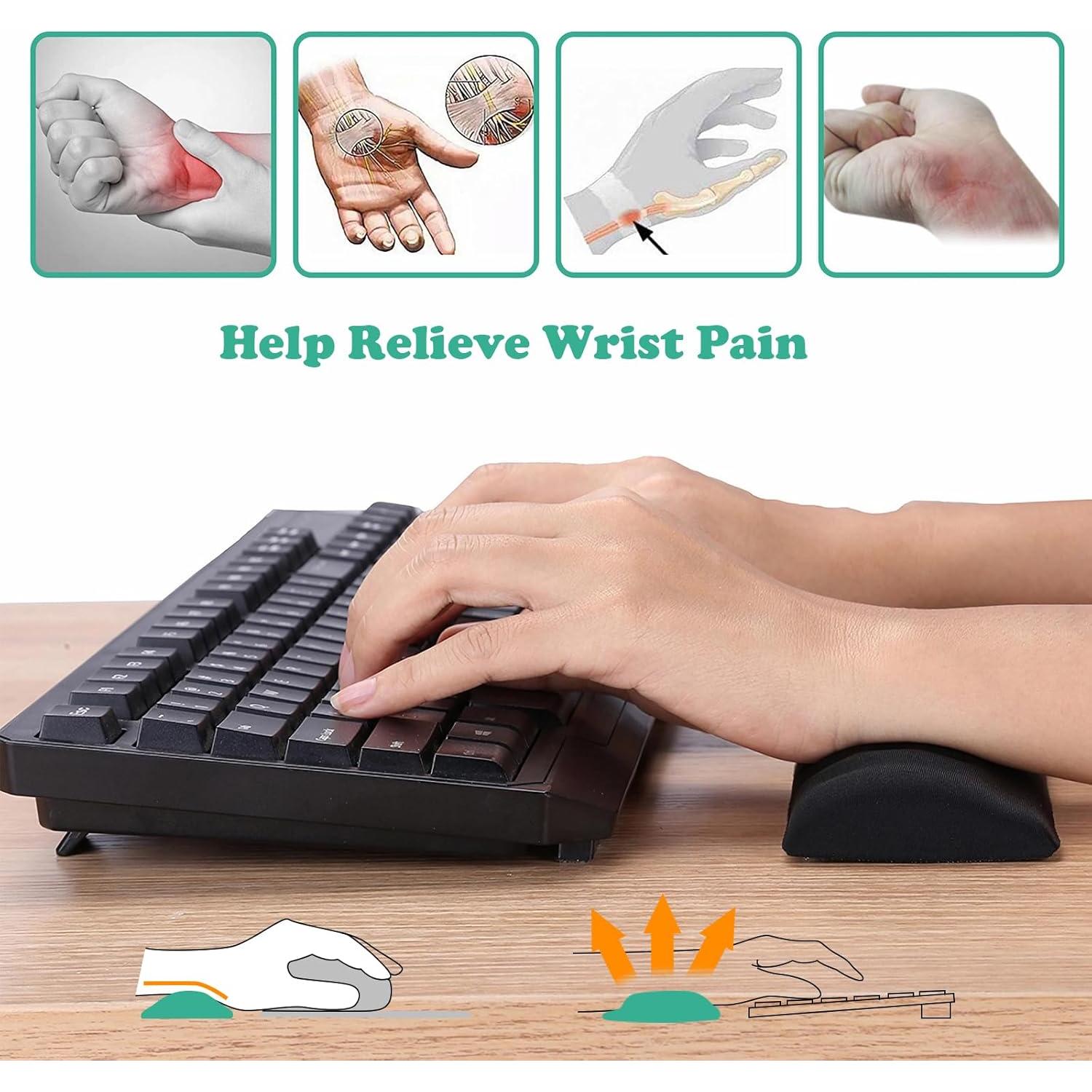 Juego de Reposamuñecas Ergonómico Aelfox para Teclado y Ratón Negro