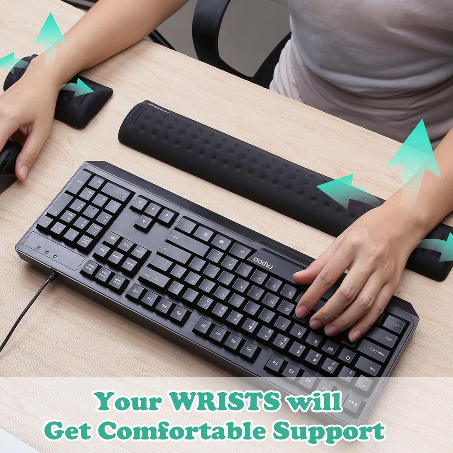 Juego de Reposamuñecas Ergonómico Aelfox para Teclado y Ratón Negro