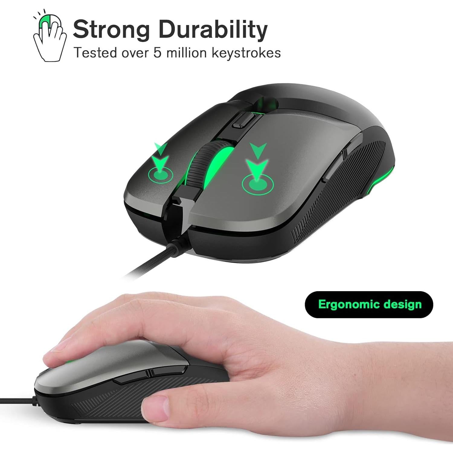 Ratón Gaming RaceGT USB Ergonómico con Retroiluminación RGB 8000 DPI