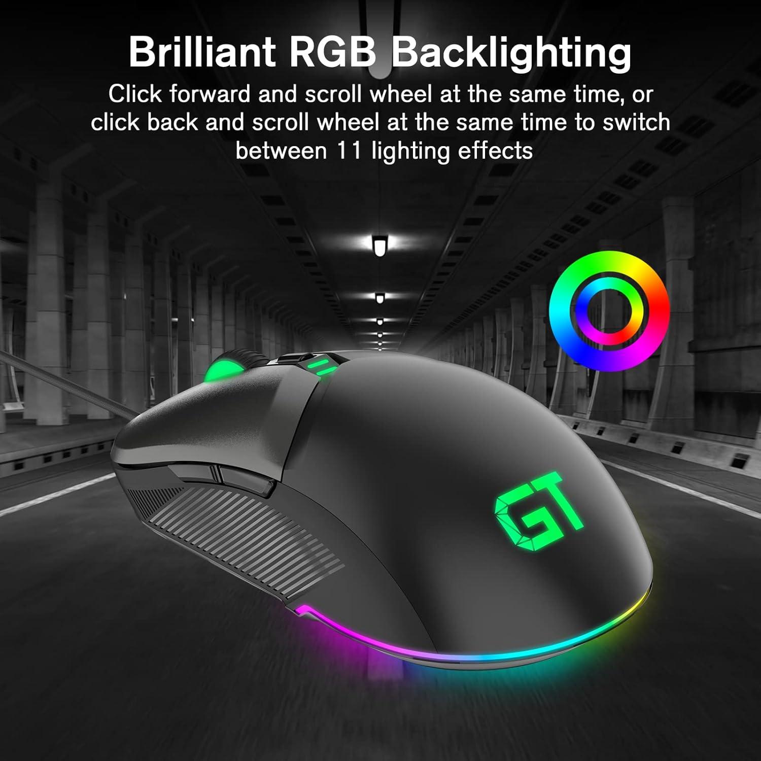 Ratón Gaming RaceGT USB Ergonómico con Retroiluminación RGB 8000 DPI