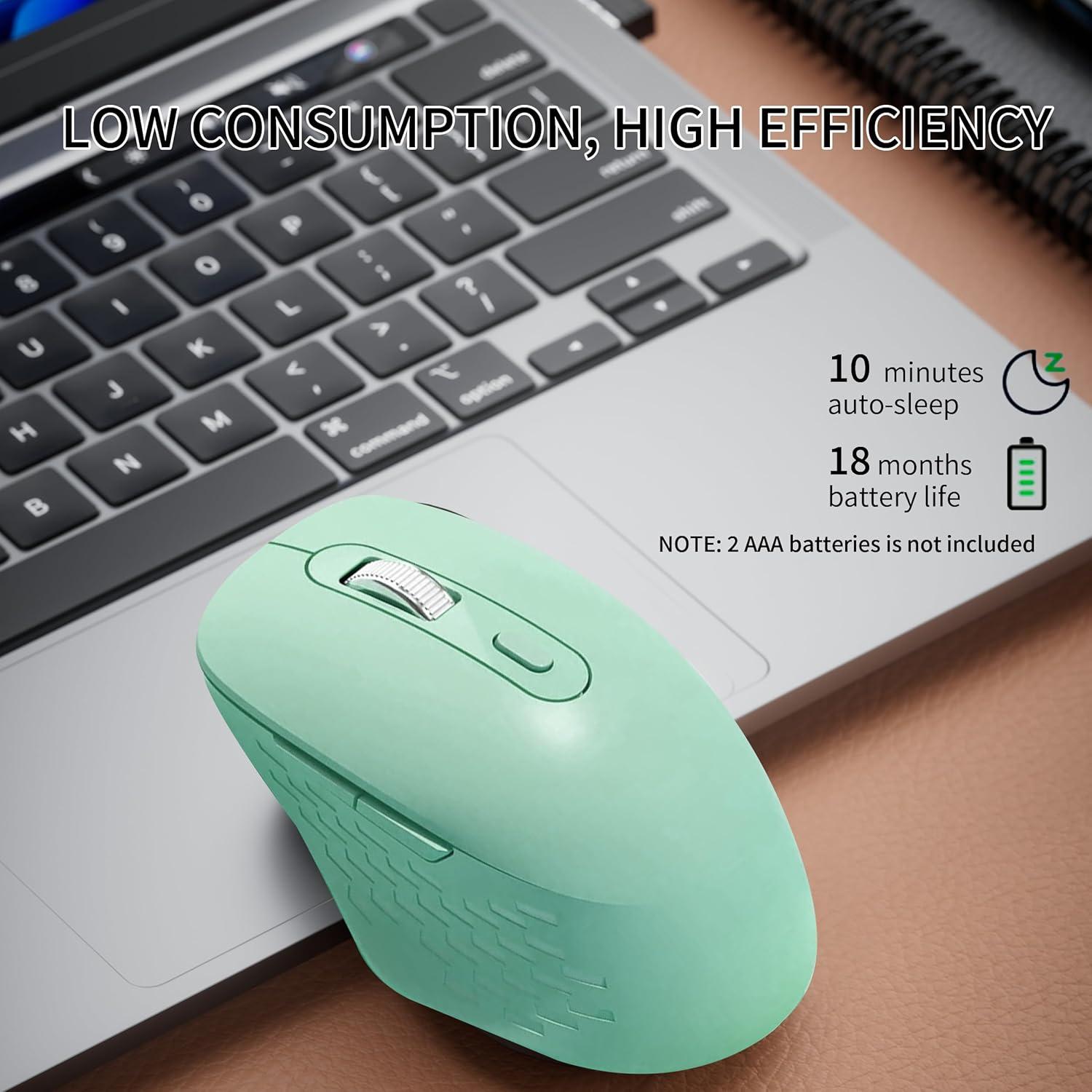 Ratón Inalámbrico NRGYEZ Verde, 3 Niveles DPI, Ergonómico