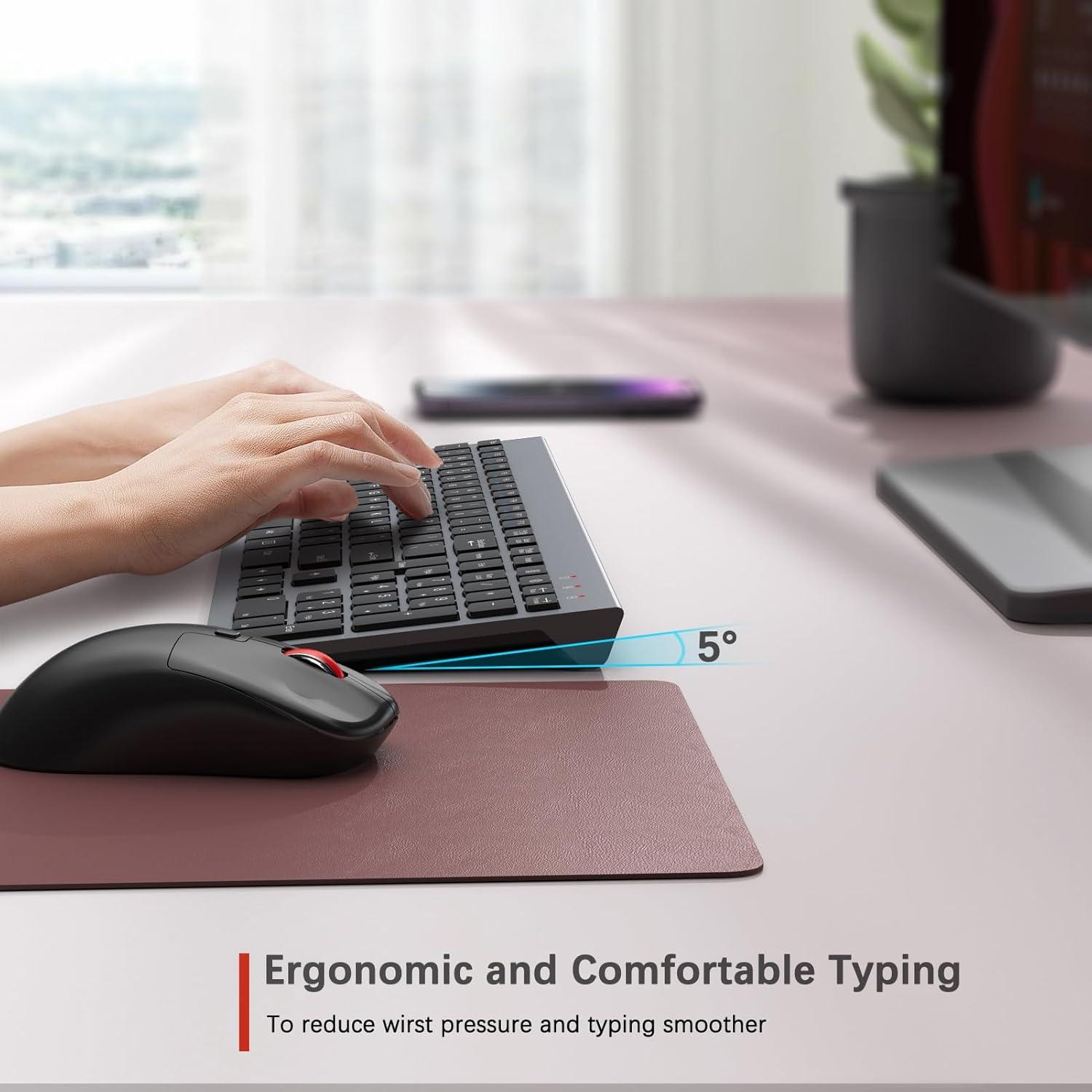 Combo Teclado y Ratón Inalámbrico GAMCATZ Gris Silencioso