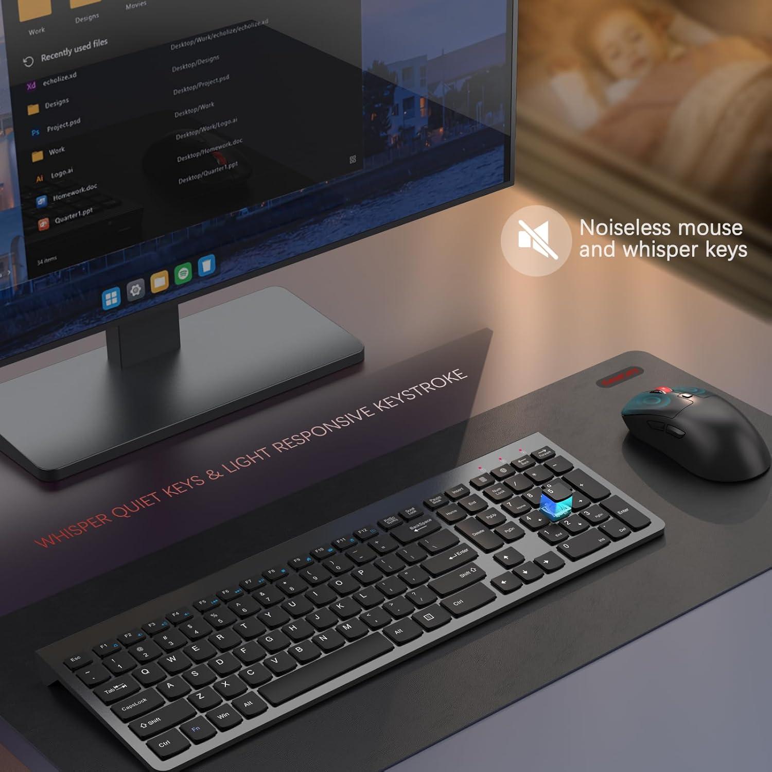 Combo Teclado y Ratón Inalámbrico GAMCATZ Gris Silencioso
