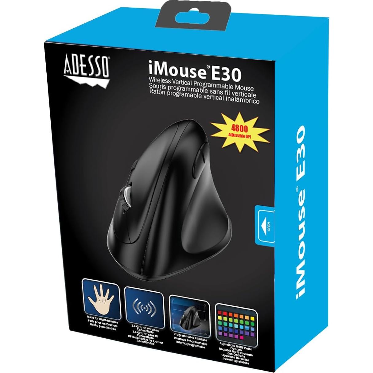 Ratón Vertical Inalámbrico ADESSO iMouse E30 Ergonómico 2400 DPI