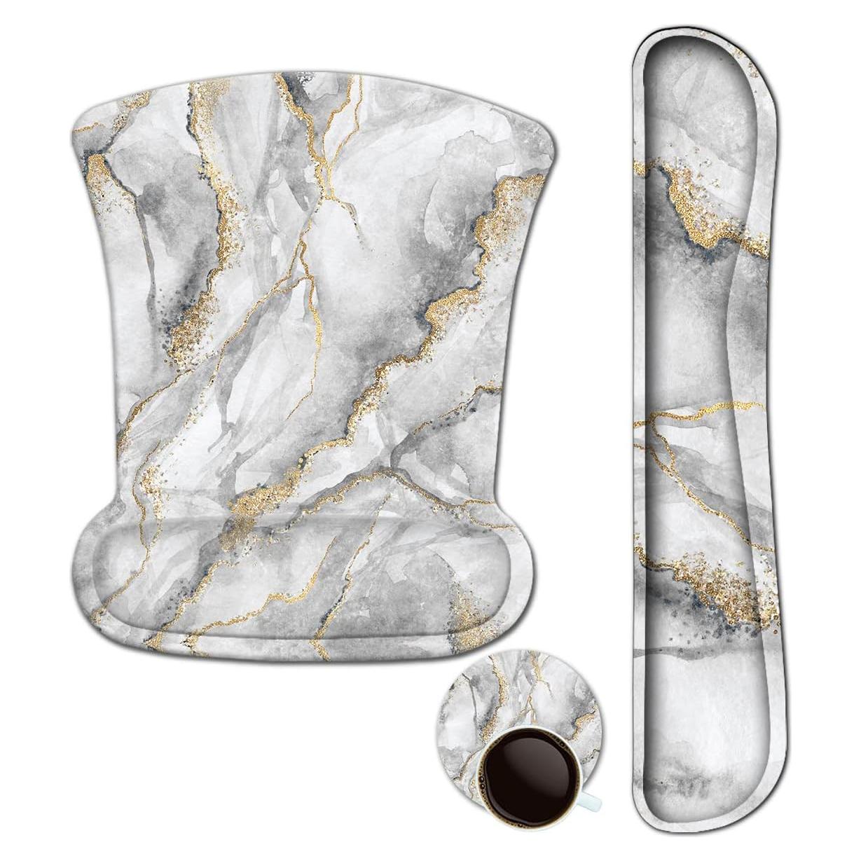 Set Reposamuñecas Ergonomico ArtSo Mármol Gris - Teclado y Ratón