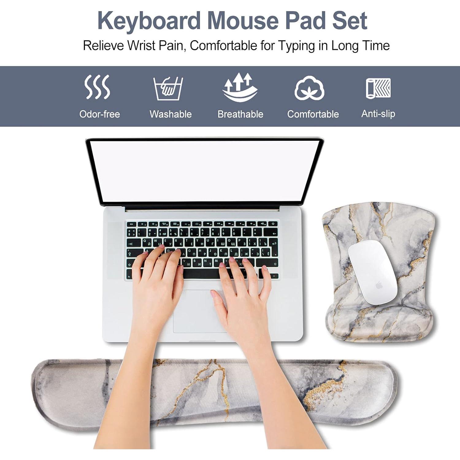 Set Reposamuñecas Ergonomico ArtSo Mármol Gris - Teclado y Ratón
