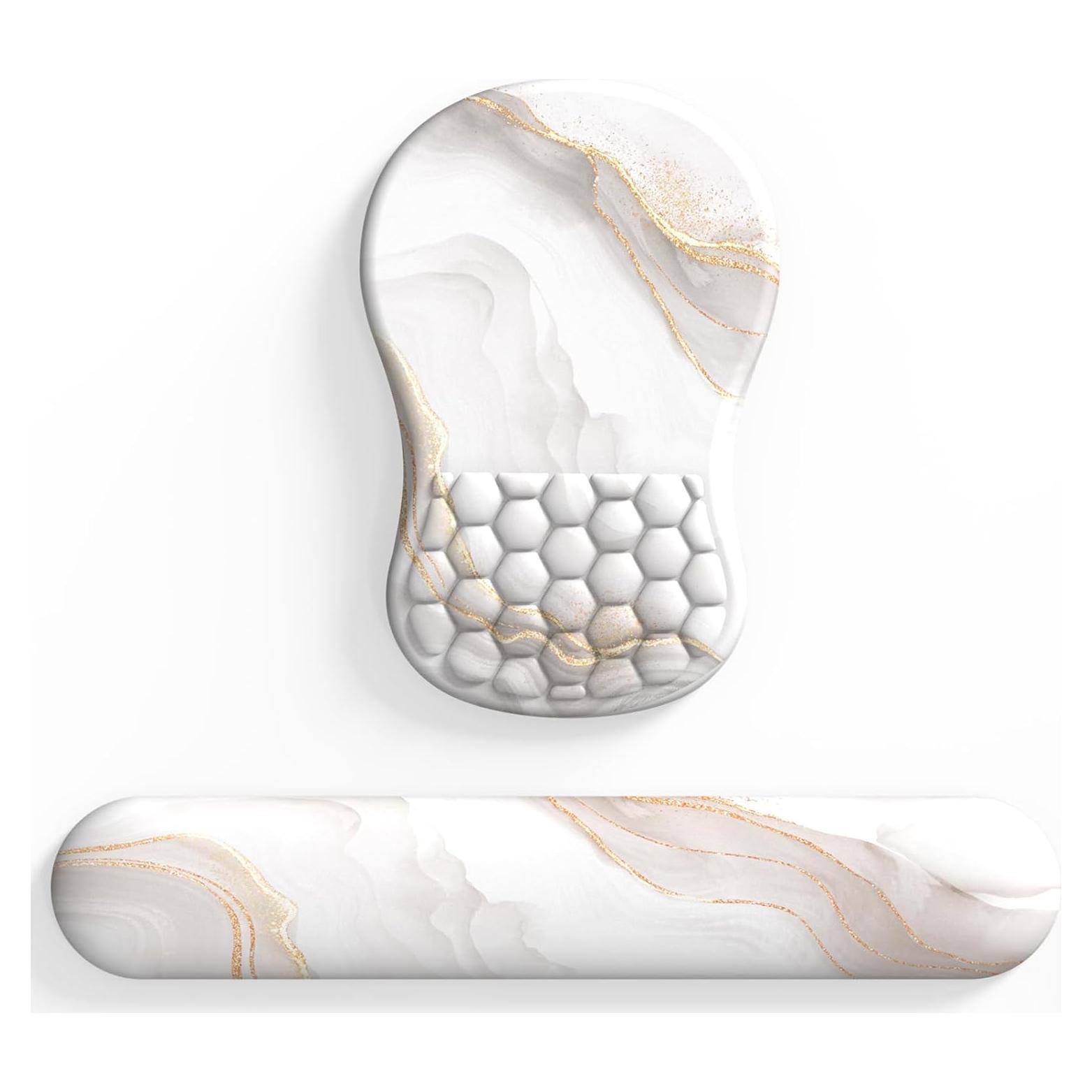 Reposamuñecas eulps Ergonómico con Alfombrilla de Ratón - Mármol Blanco