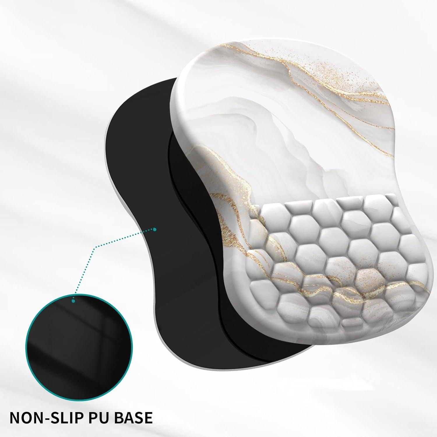 Reposamuñecas eulps Ergonómico con Alfombrilla de Ratón - Mármol Blanco