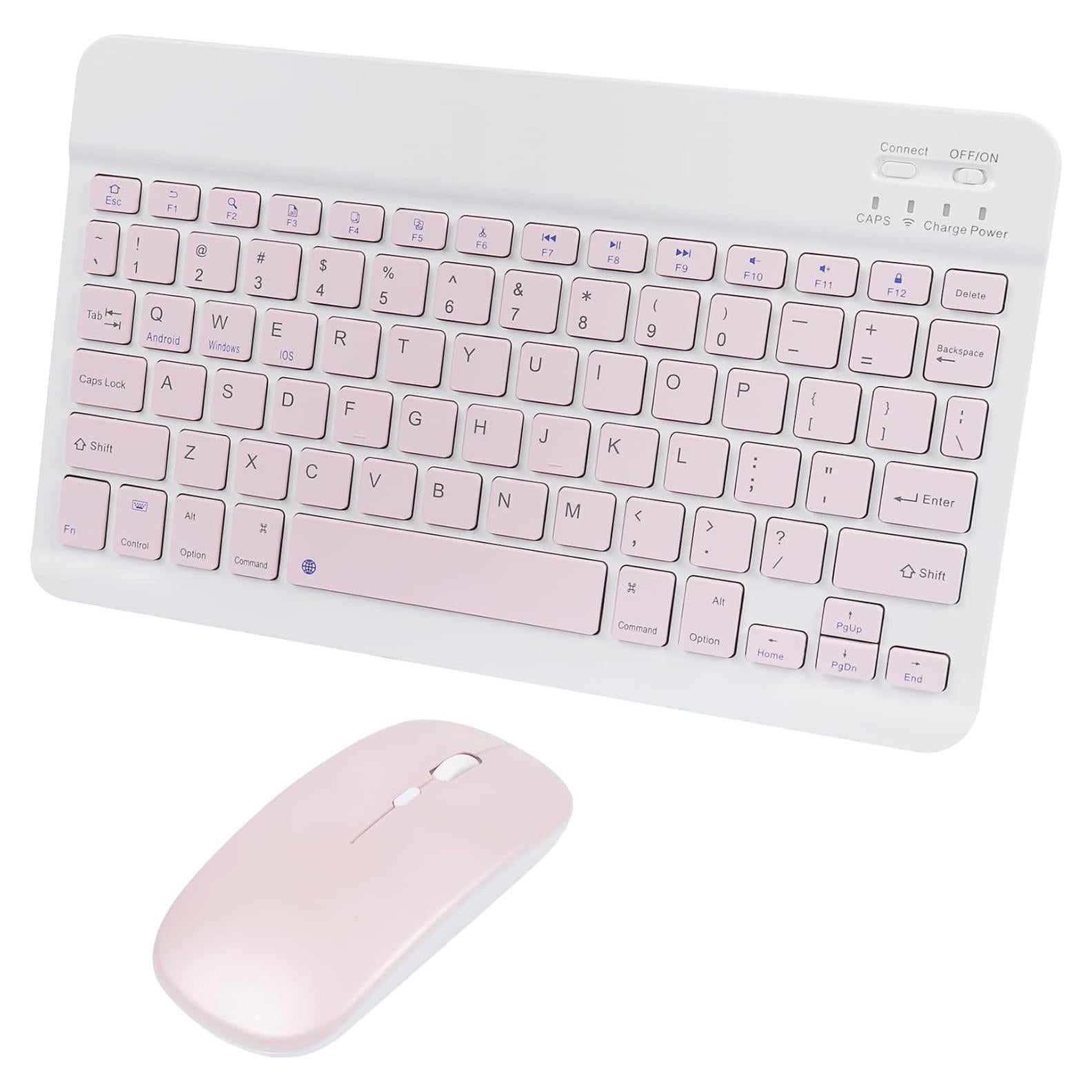 Combo Teclado y Ratón Inalámbricos TECCOEUS Rosa Ergonómico