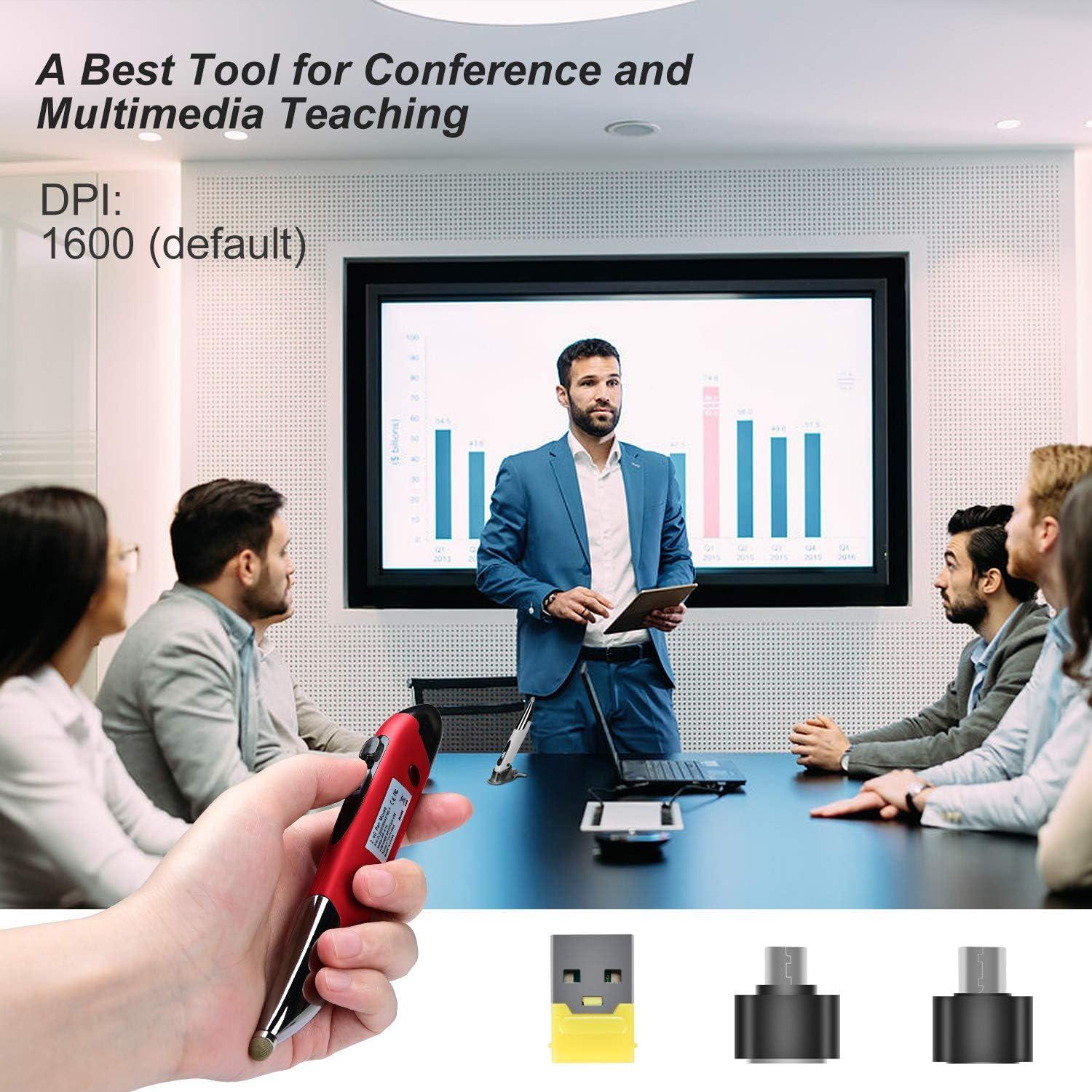 Ratón Óptico Ergonómico Inalámbrico Lychee Rojo con Stylus