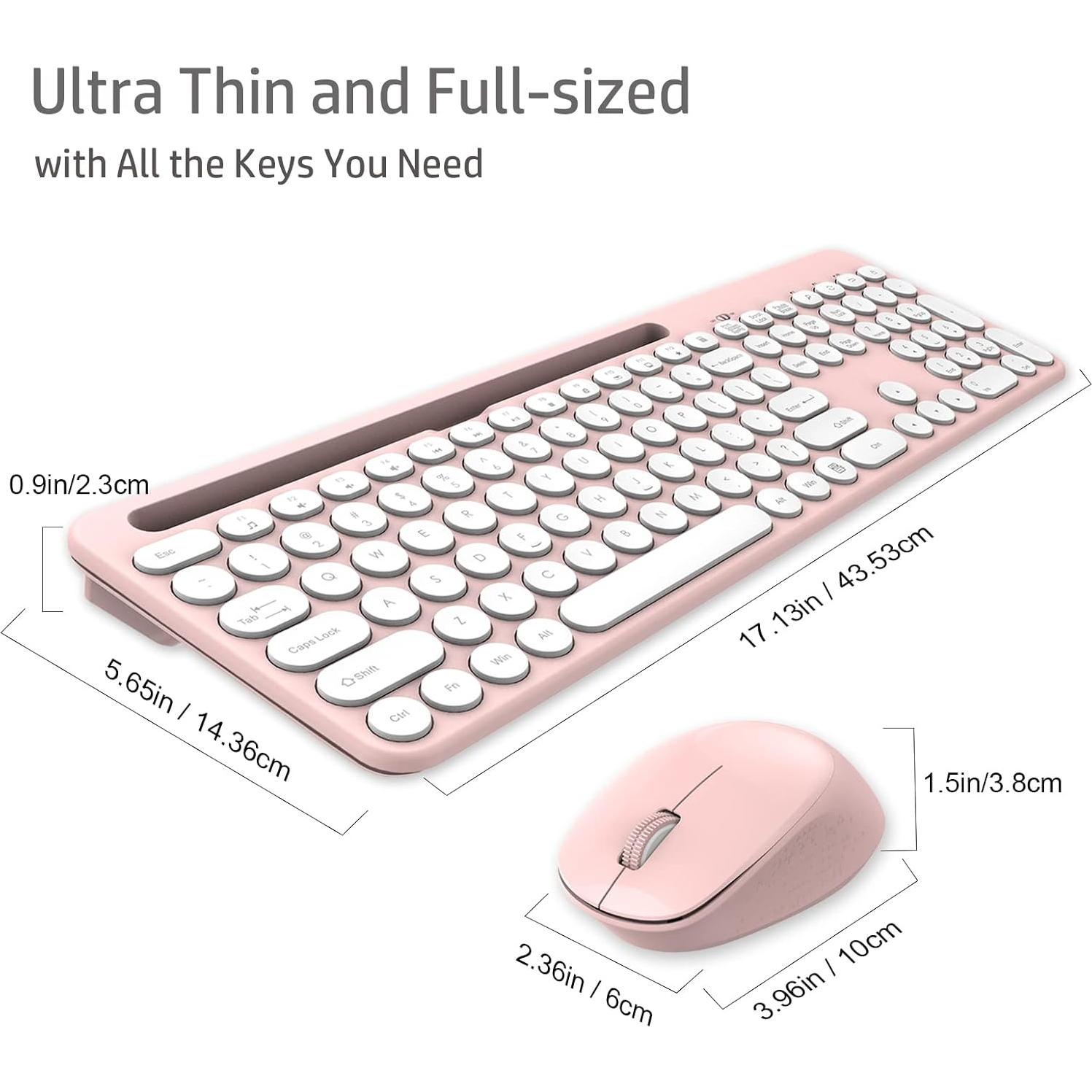 Combo Teclado y Ratón Inalámbrico LeadsaiL Rosa Ergonómico
