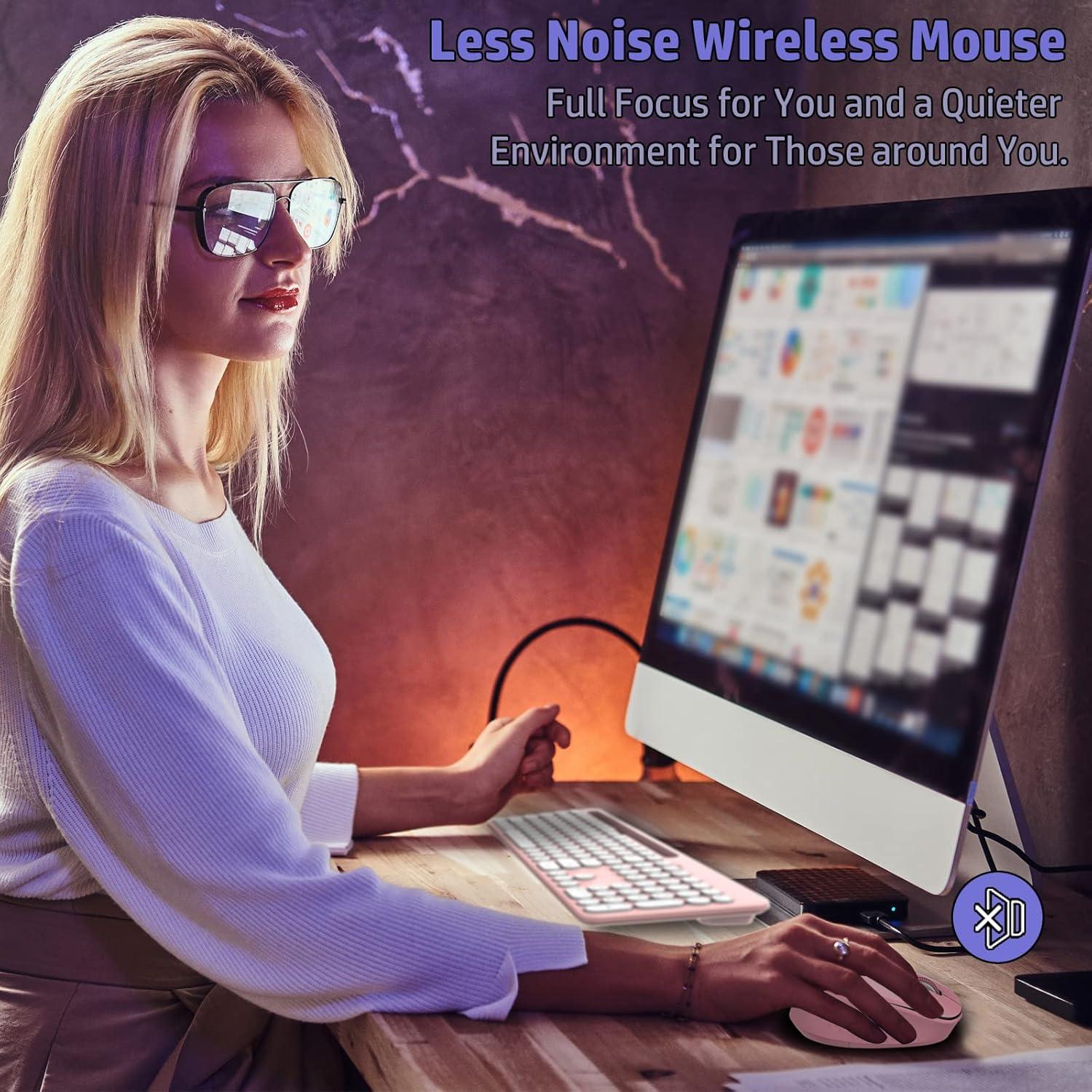 Combo Teclado y Ratón Inalámbrico LeadsaiL Rosa Ergonómico