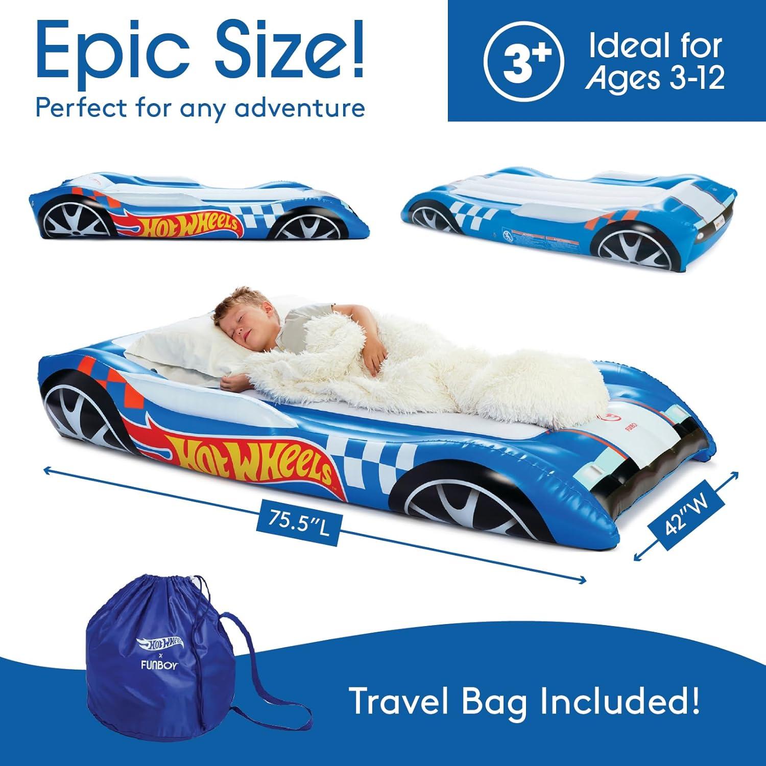 Cama inflable individual FUNBOY Hot Wheels con bolsa