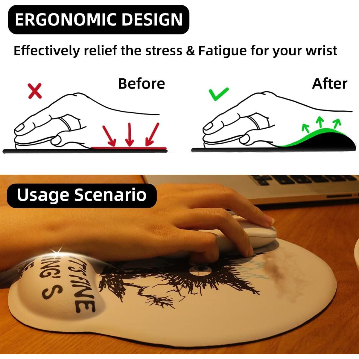 Almohadilla de Ratón Ergonómica QwaQ con Reposamuñecas Gel
