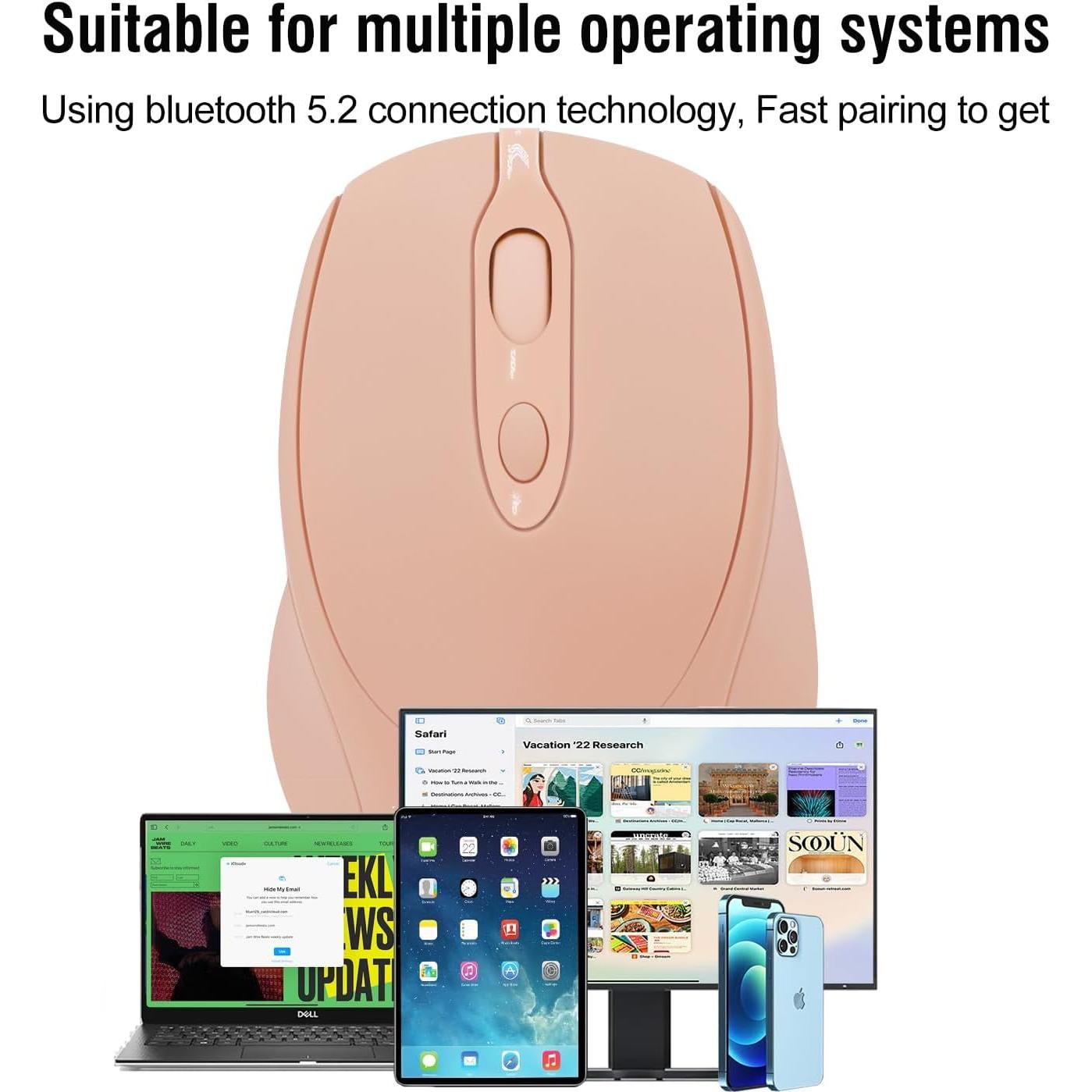 Ratón Inalámbrico Recargable Dolrso Rosa Nude Silencioso