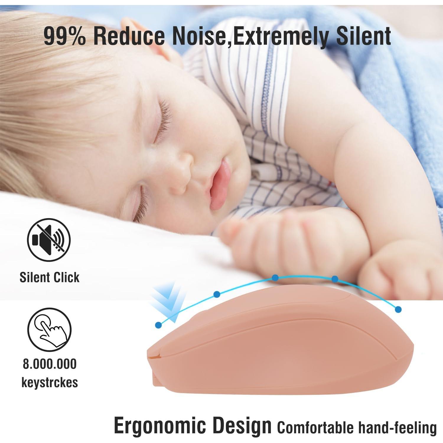 Ratón Inalámbrico Recargable Dolrso Rosa Nude Silencioso