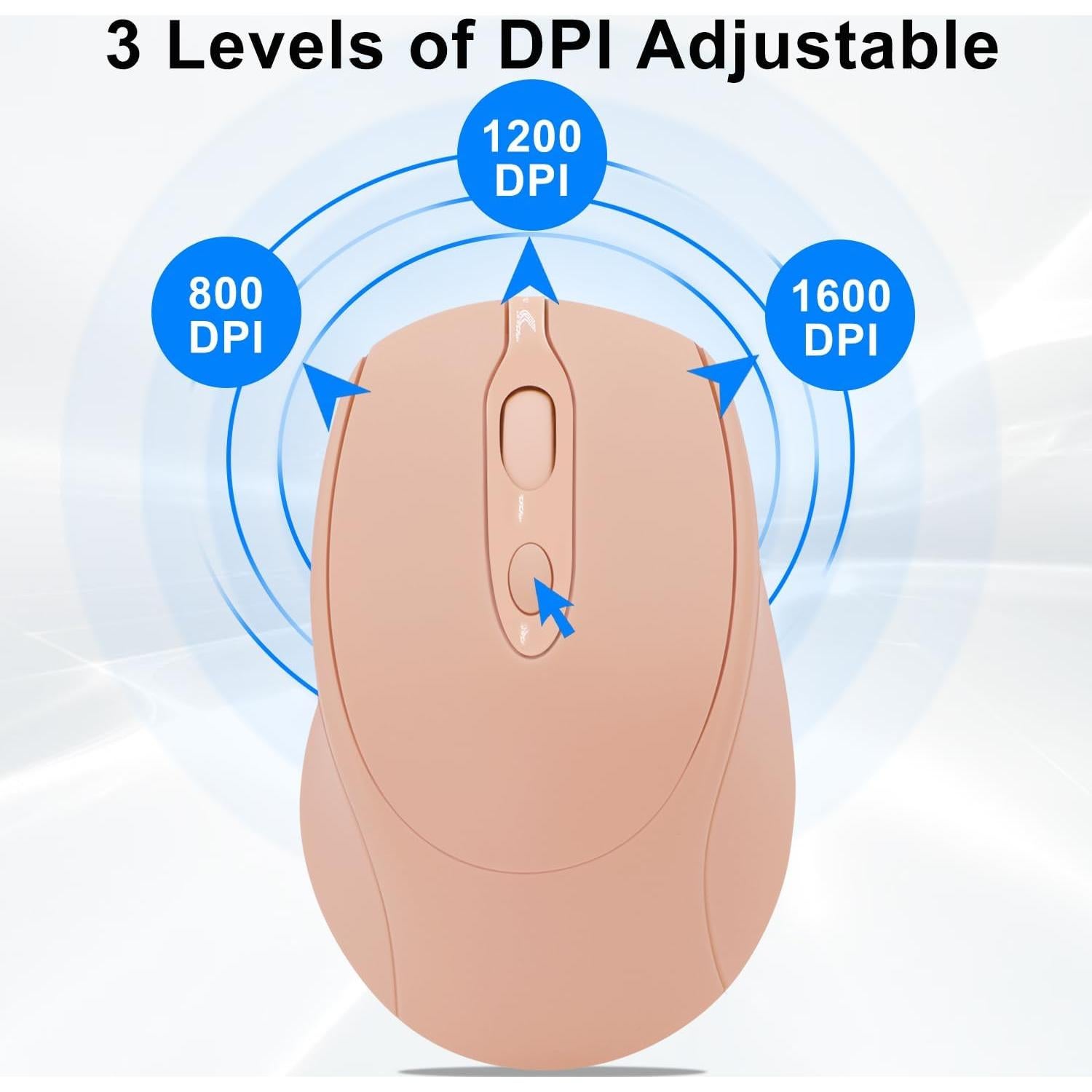 Ratón Inalámbrico Recargable Dolrso Rosa Nude Silencioso