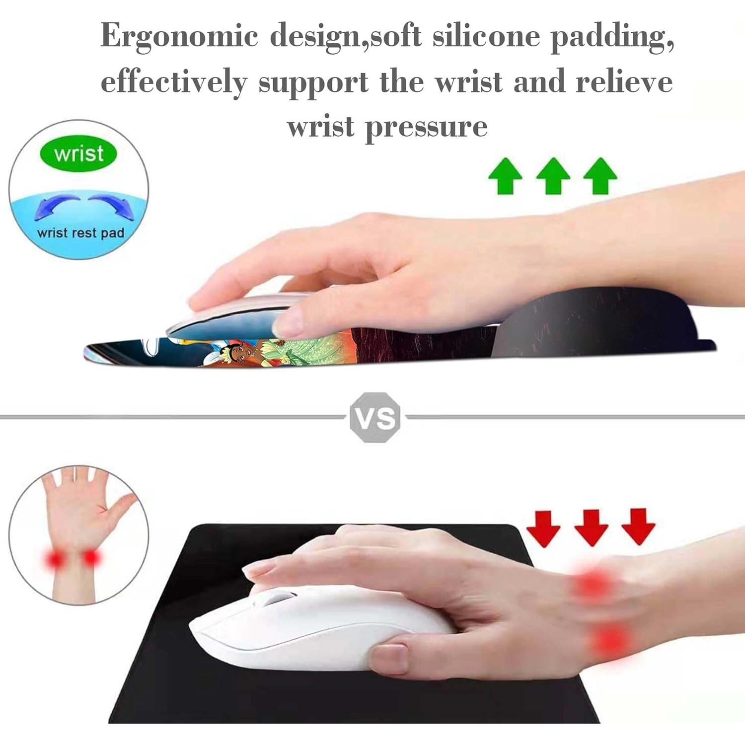 Alfombrilla de Ratón Ergonómica Manslator Negra con Soporte