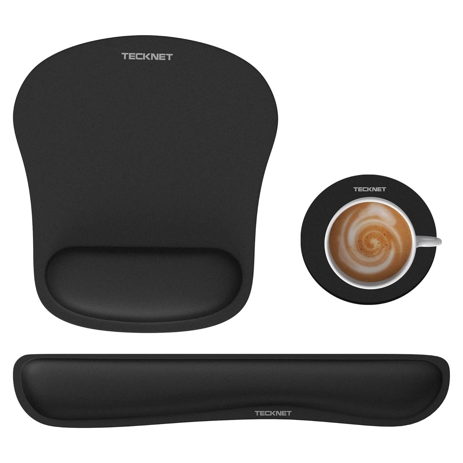 Alfombrilla 3-en-1 TECKNET con Reposamuñecas Espuma Viscoelástica