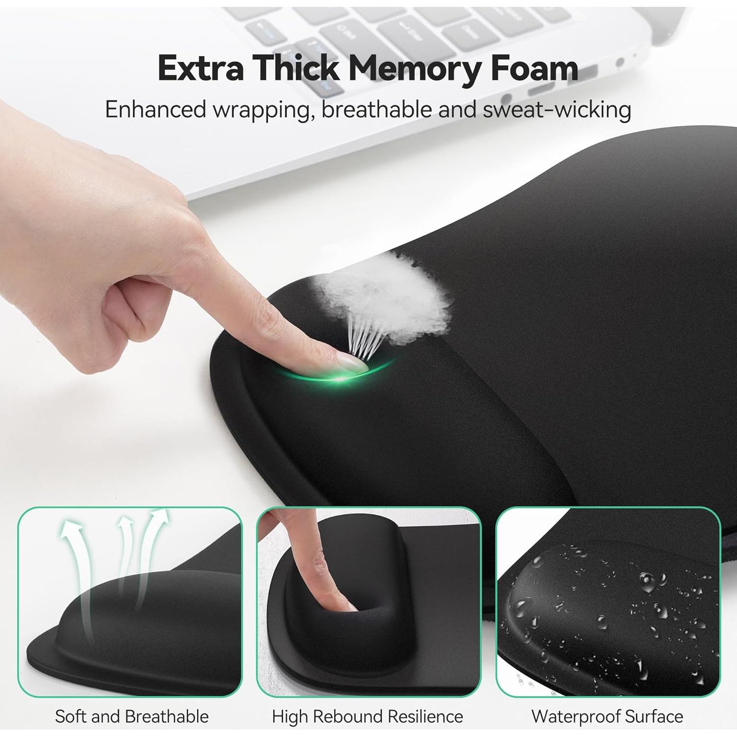 Alfombrilla 3-en-1 TECKNET con Reposamuñecas Espuma Viscoelástica