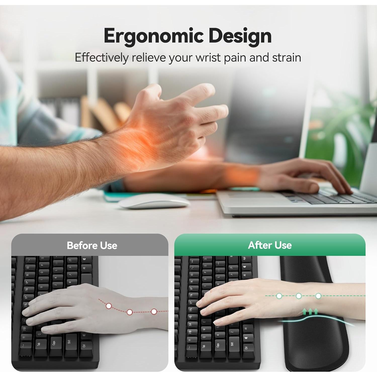 Alfombrilla 3-en-1 TECKNET con Reposamuñecas Espuma Viscoelástica