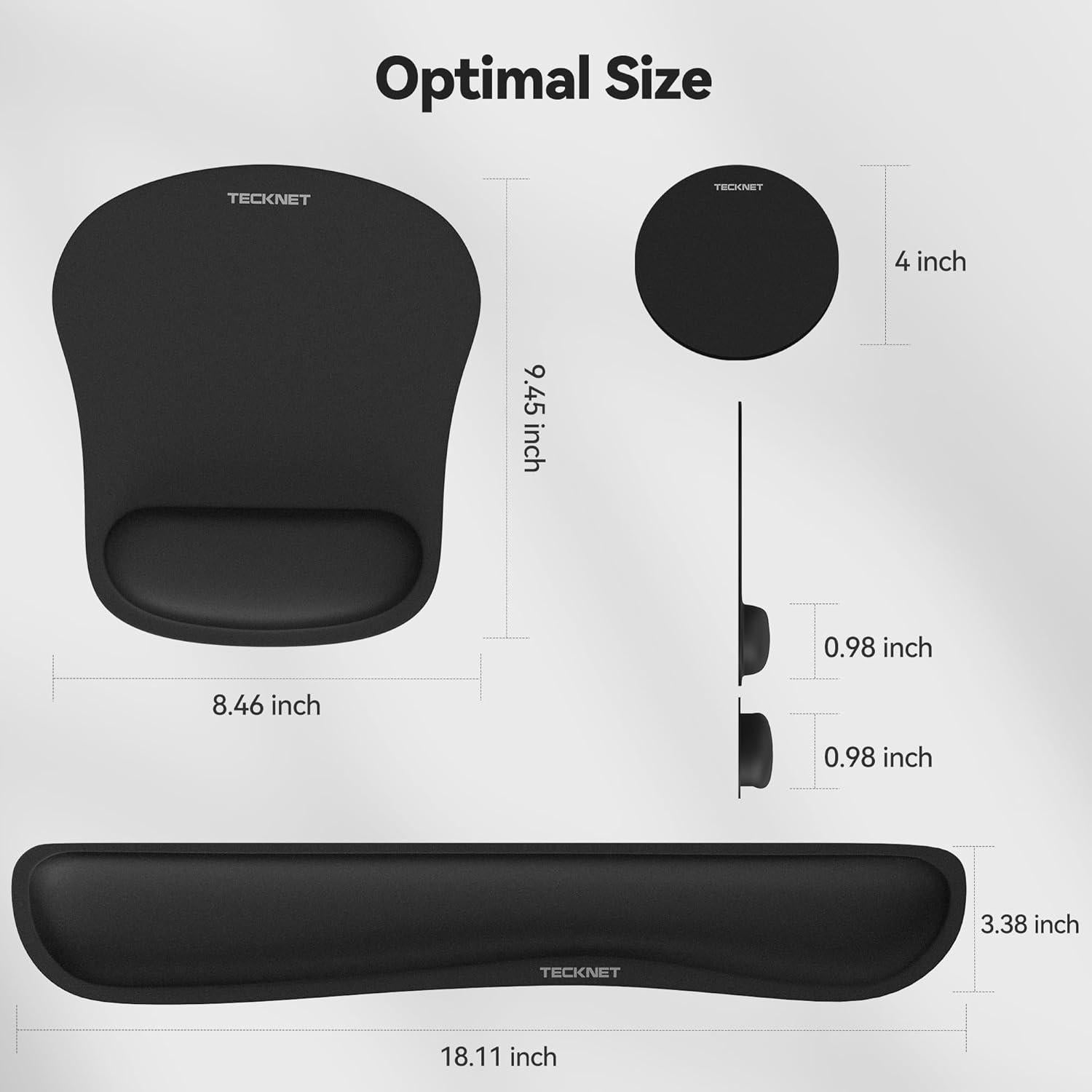 Alfombrilla 3-en-1 TECKNET con Reposamuñecas Espuma Viscoelástica