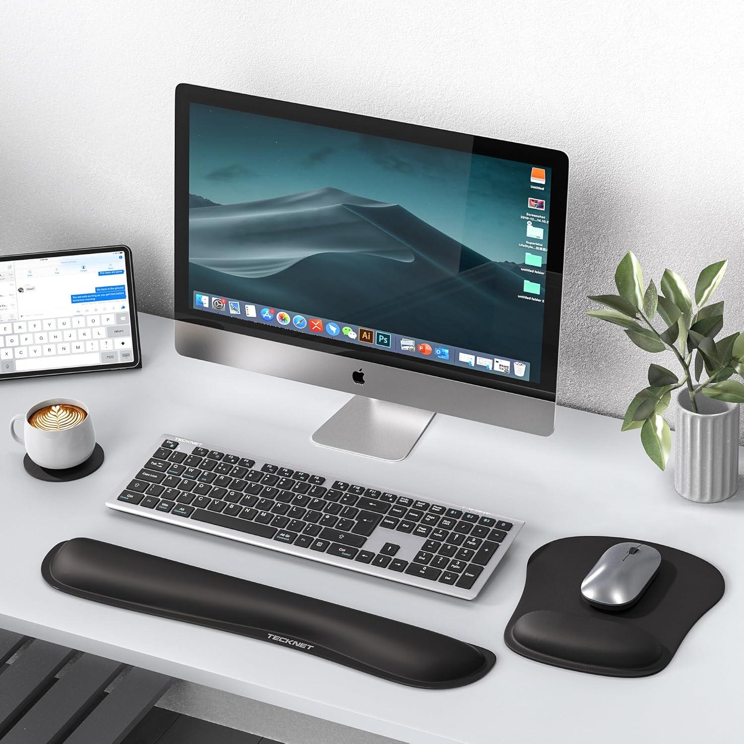 Alfombrilla 3-en-1 TECKNET con Reposamuñecas Espuma Viscoelástica