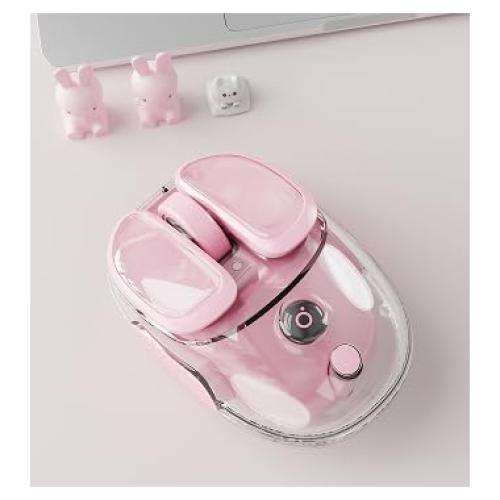 Ratón Inalámbrico EWEADN Q9 Rosa con RGB y Clics Silenciosos