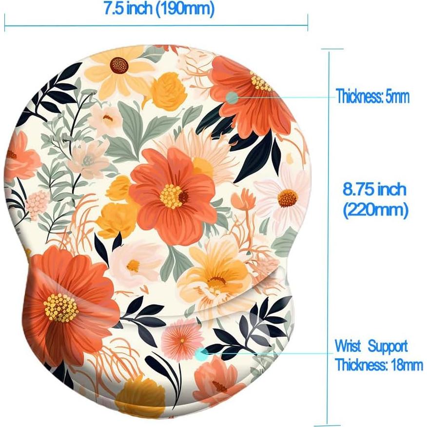 Alfombrilla de Mouse con Soporte para Muñeca NNAKAPAKA Floral