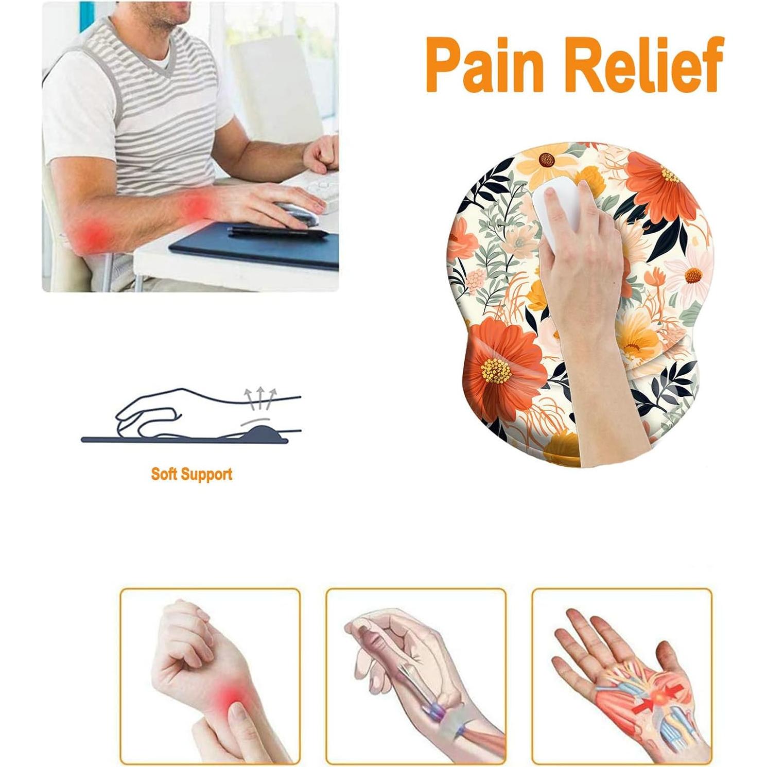 Alfombrilla de Mouse con Soporte para Muñeca NNAKAPAKA Floral