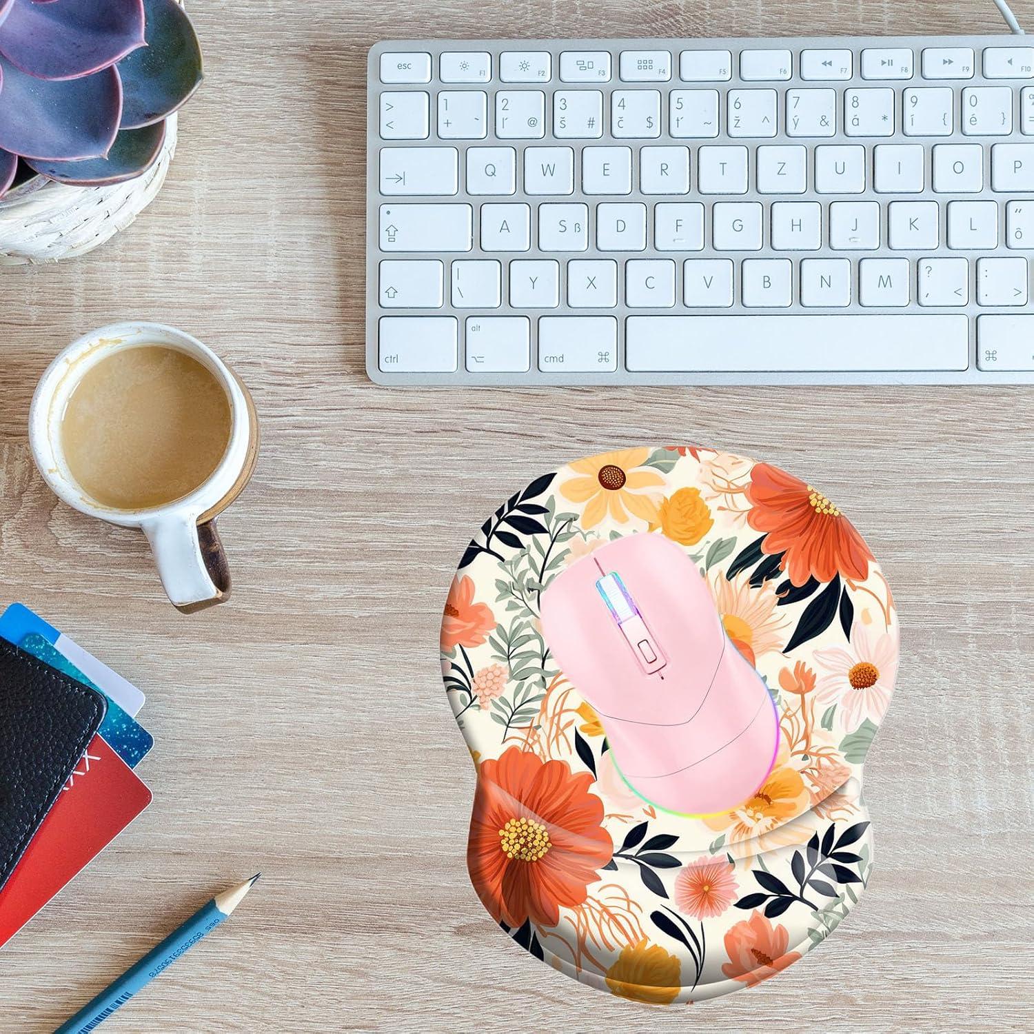 Alfombrilla de Mouse con Soporte para Muñeca NNAKAPAKA Floral
