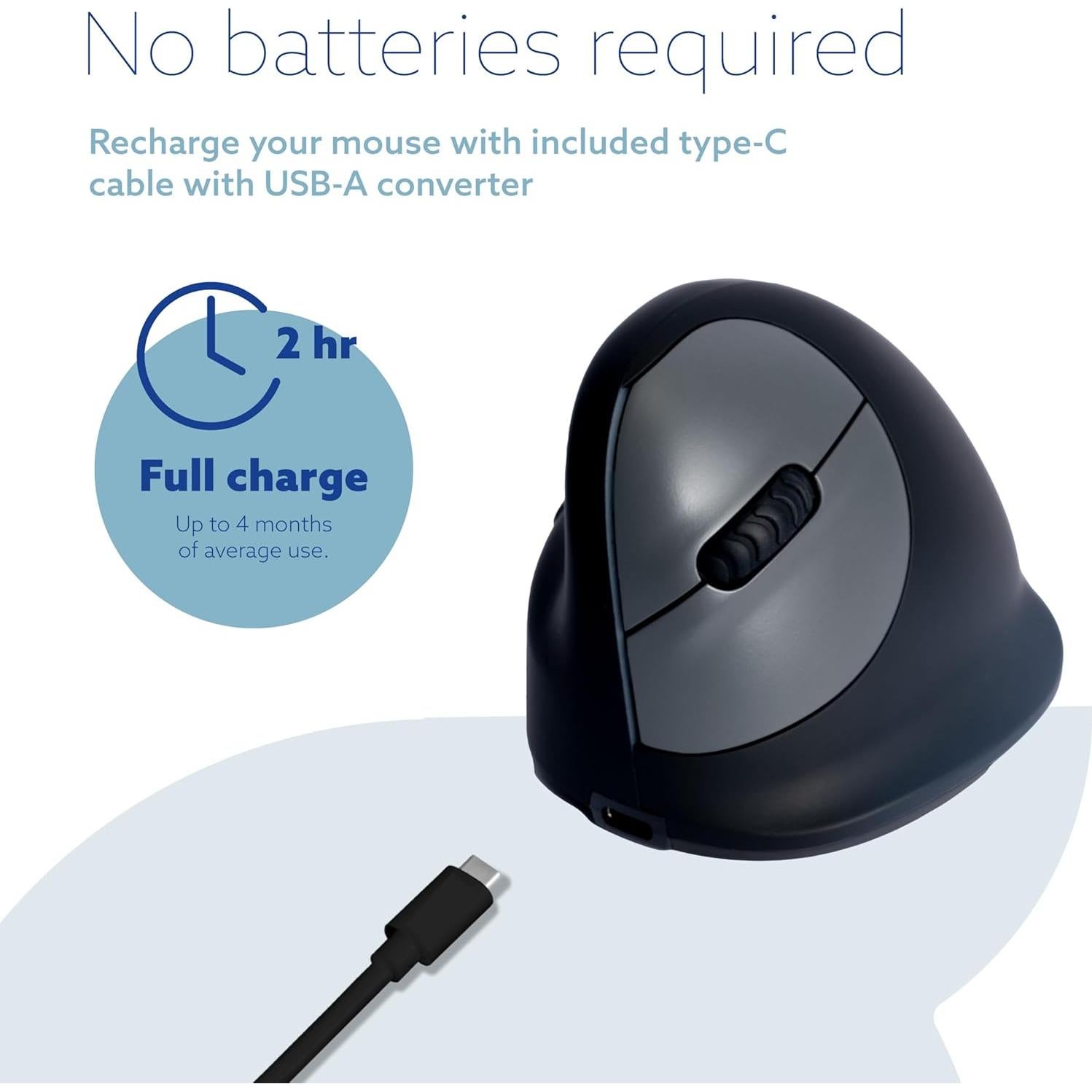 R-Go Ratón Ergonómico Inalámbrico para Zurdos, Bluetooth 5.0