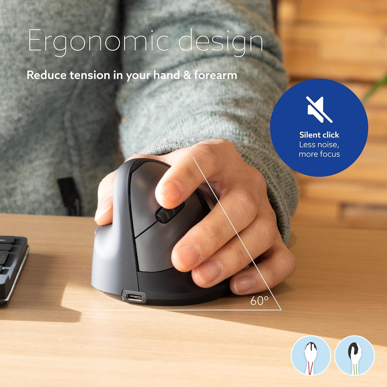 R-Go Ratón Ergonómico Inalámbrico para Zurdos, Bluetooth 5.0