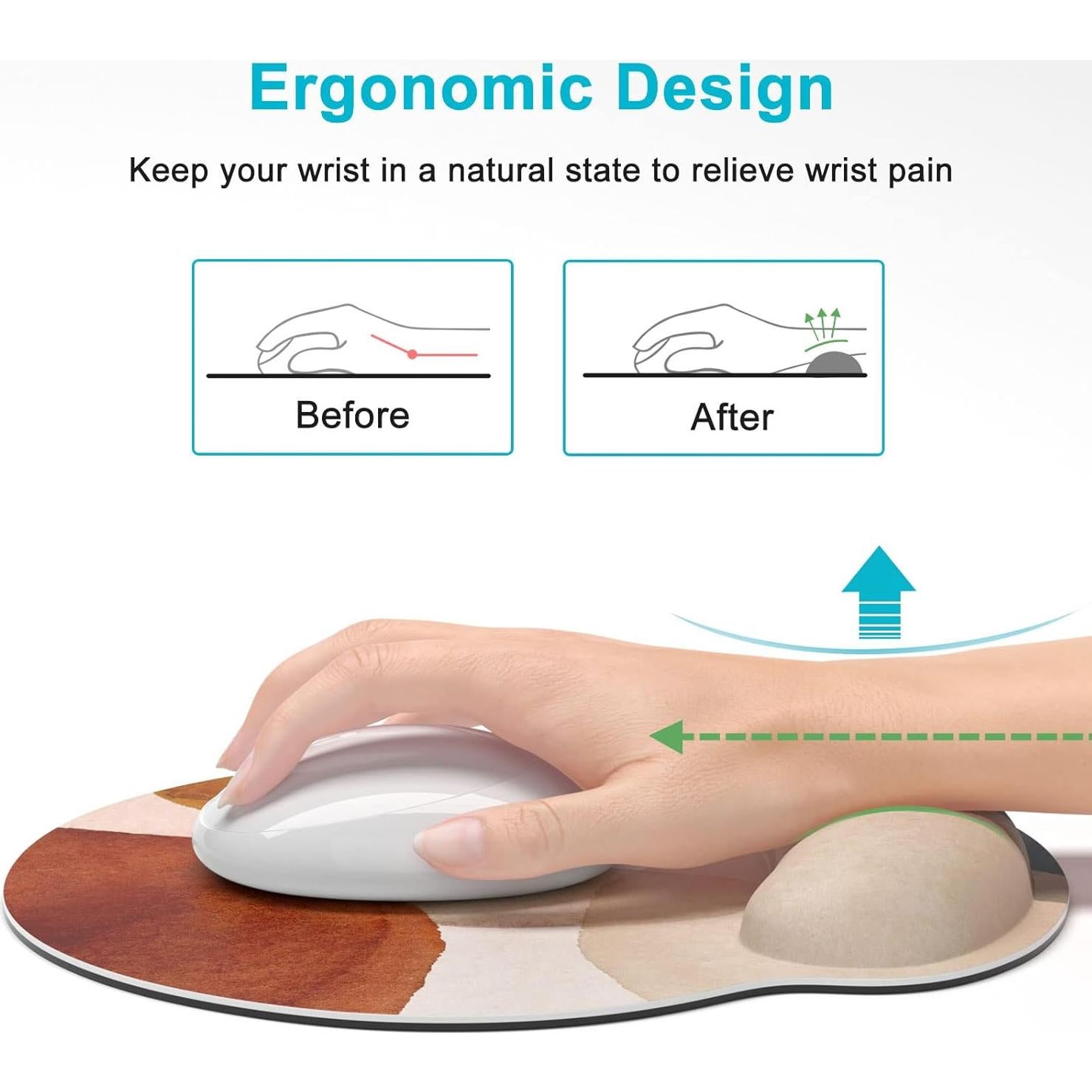 Almohadilla de Ratón Ergonómica Dapesuom Mármol Abstracto 25.4x22.9cm