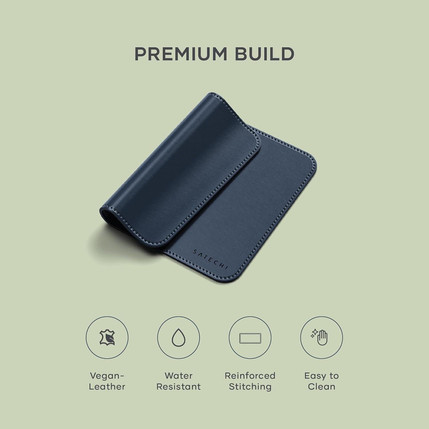 Alfombrilla de Ratón Ergonómica Satechi de Cuero Vegano Azul