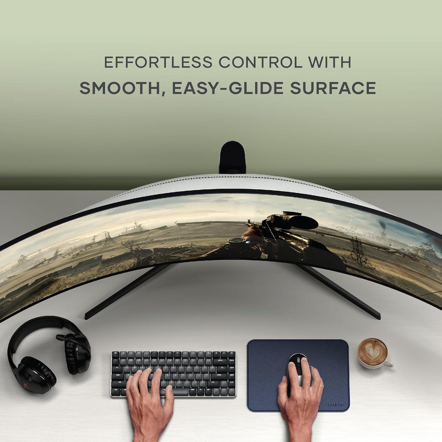 Alfombrilla de Ratón Ergonómica Satechi de Cuero Vegano Azul