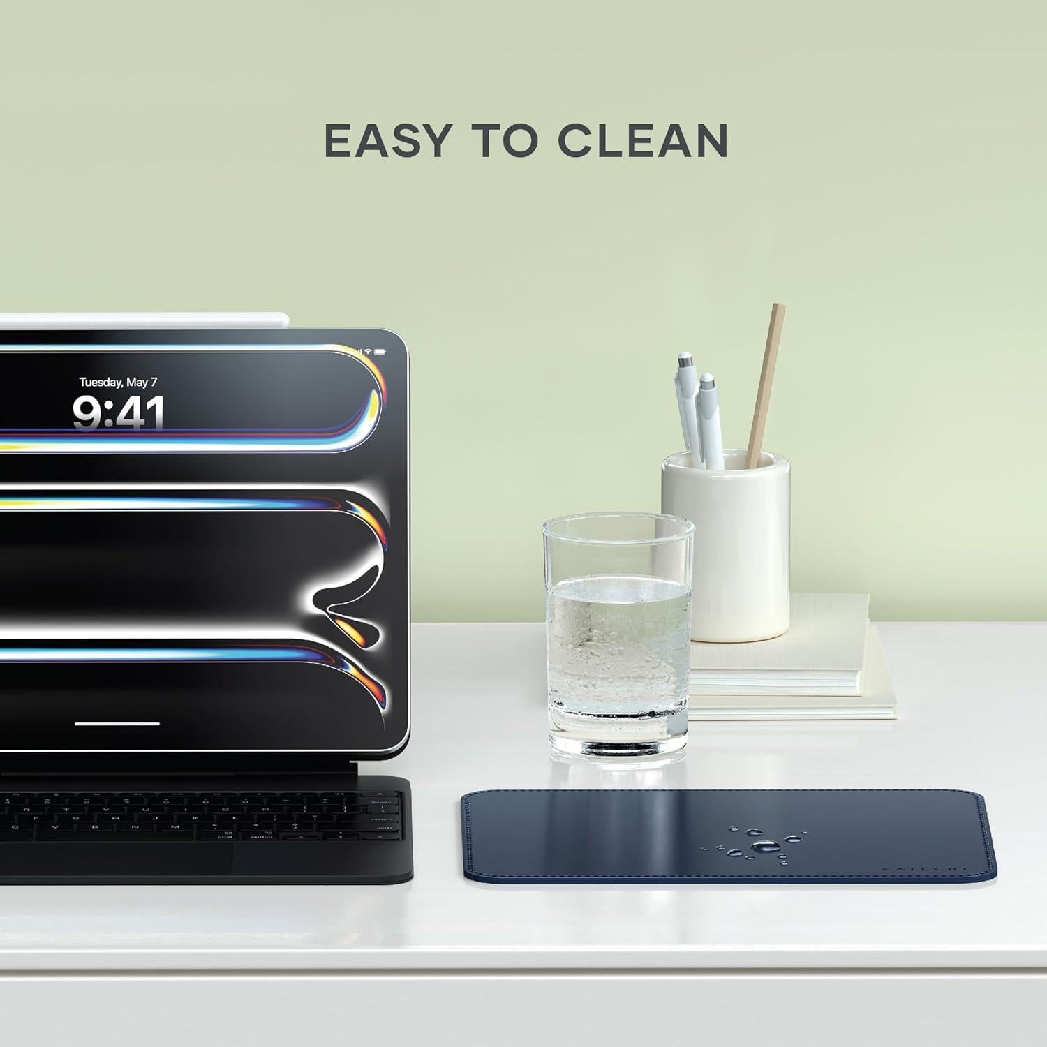 Alfombrilla de Ratón Ergonómica Satechi de Cuero Vegano Azul