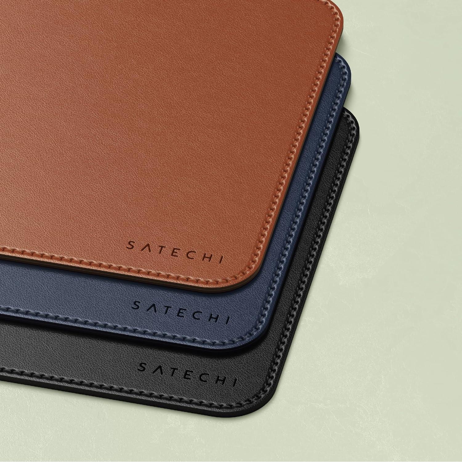 Alfombrilla de Ratón Ergonómica Satechi de Cuero Vegano Azul