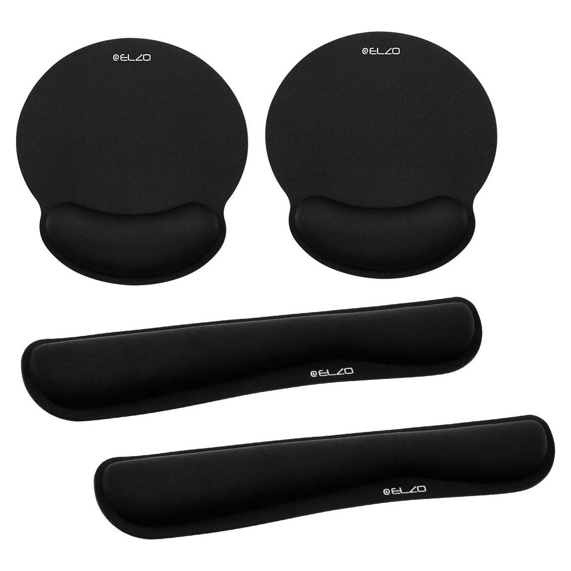 ELZO Almohadilla Ergonómica y Reposamuñecas 2 Paquete Negro