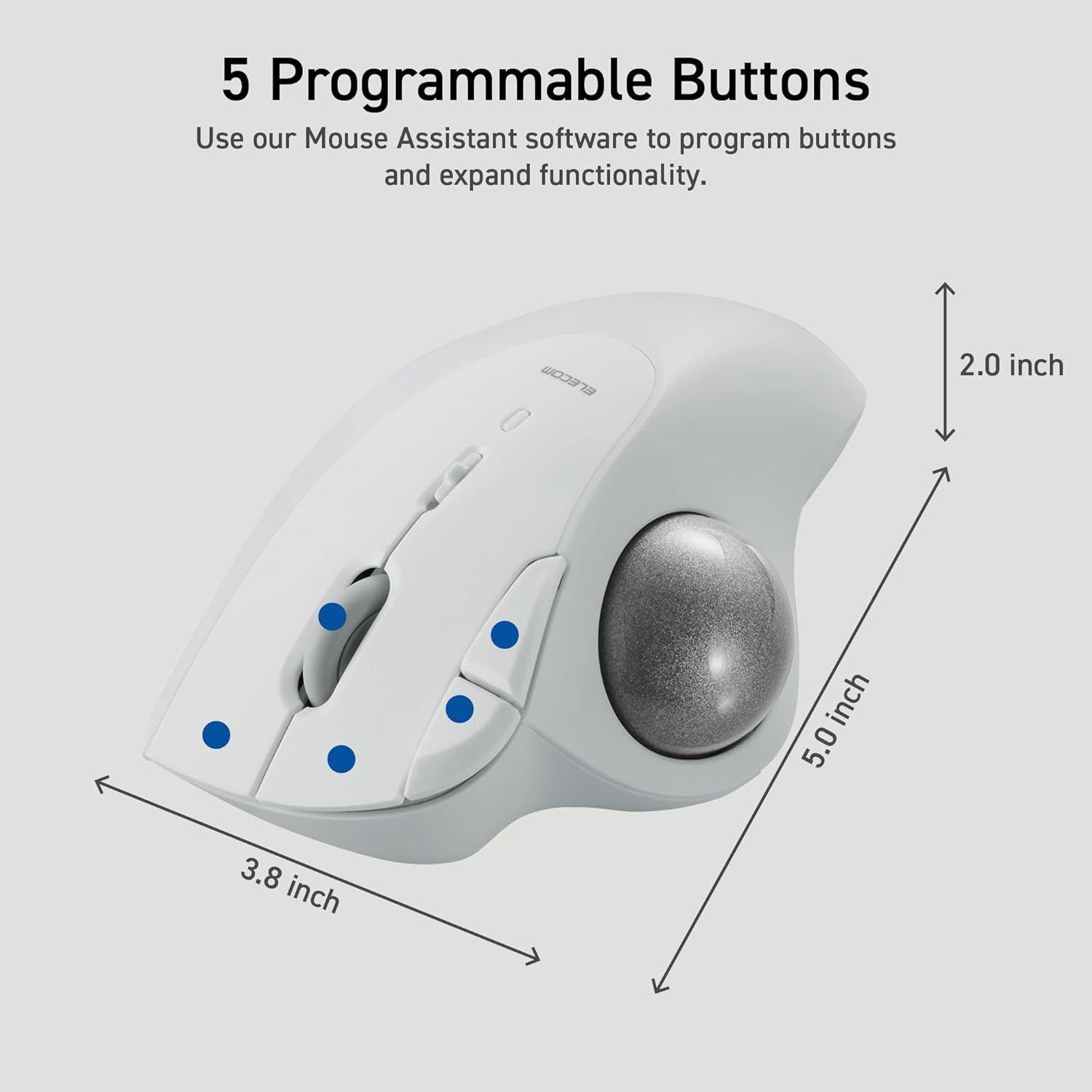 Trackball Bluetooth ELECOM M-IT10BRWH Ergonómico 36mm Blanco