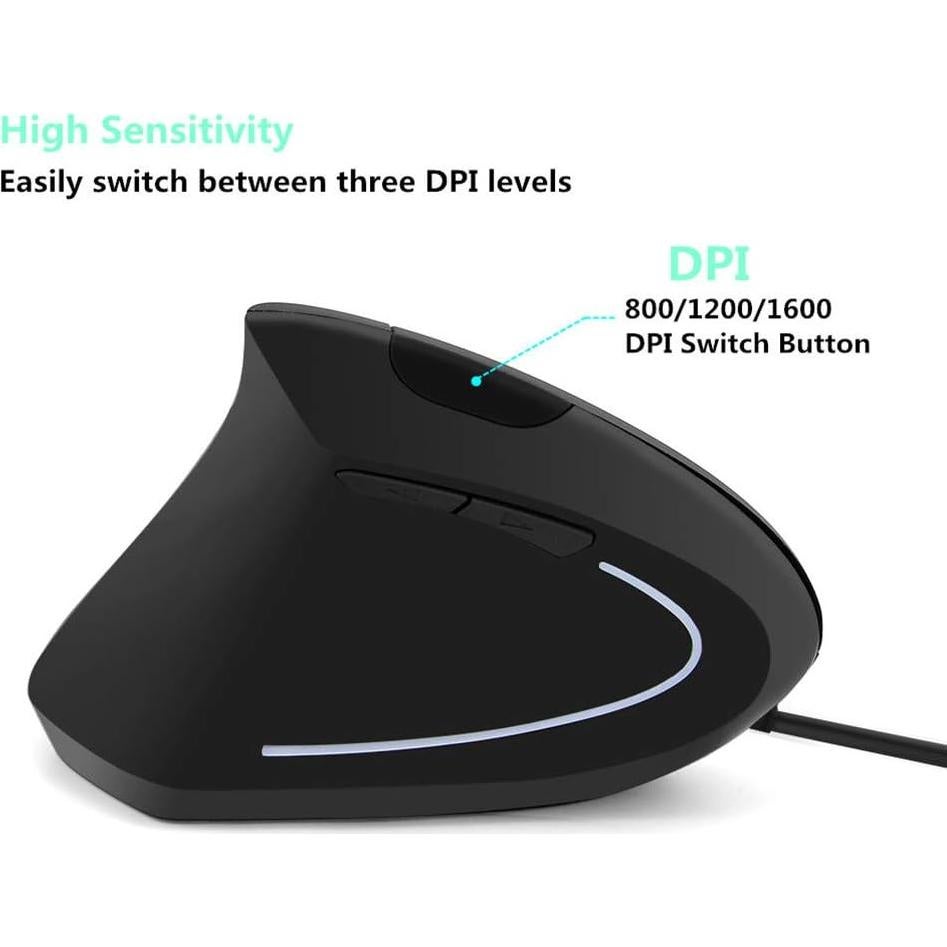 Ratón Ergonómico Vertical FLY WAY para Mano Izquierda 800/1200/1600 DPI