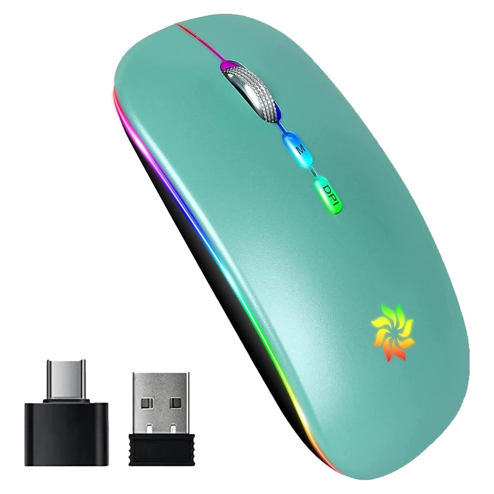 Ratón Inalámbrico KBCASE 2.4G Recargable LED Azul Lago