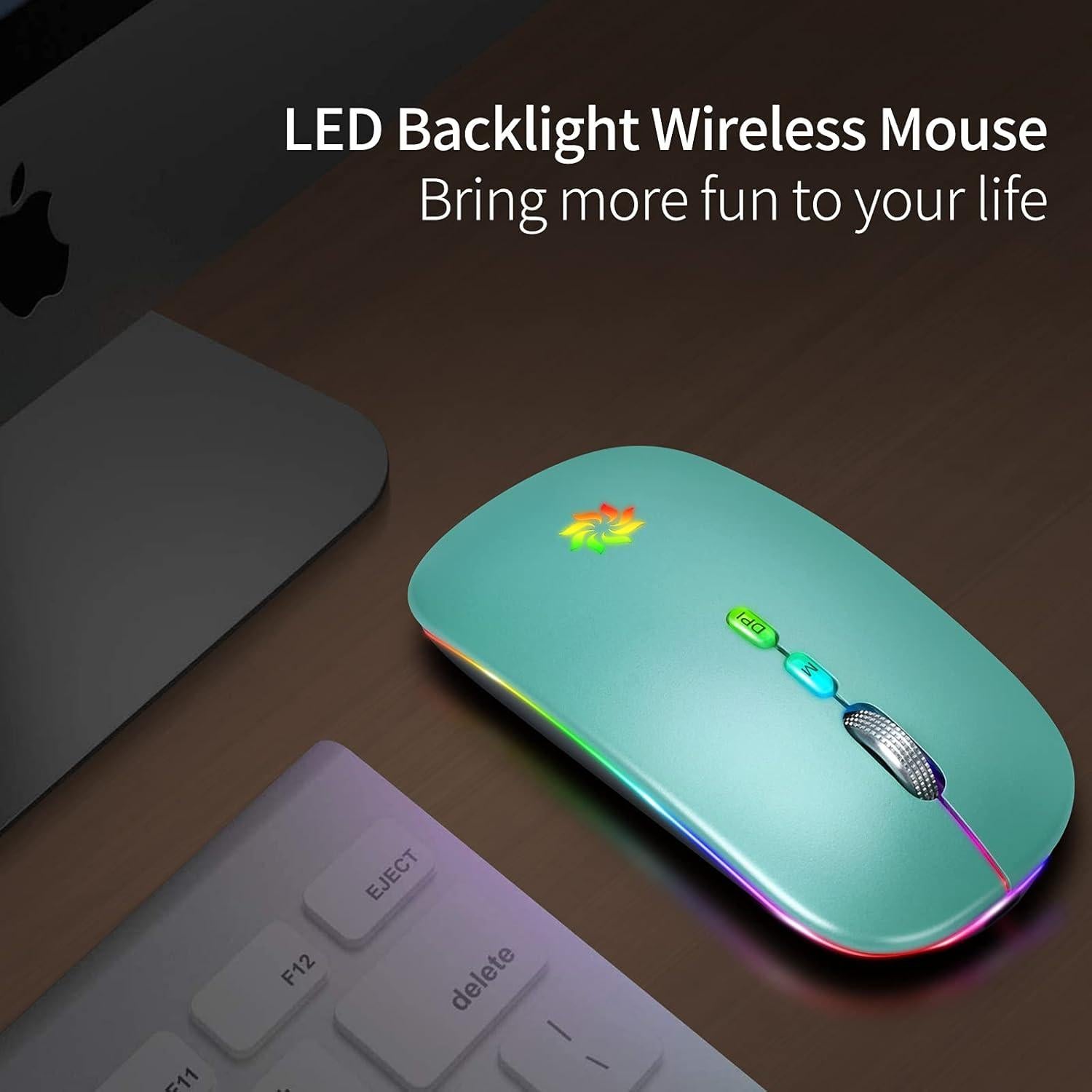 Ratón Inalámbrico KBCASE 2.4G Recargable LED Azul Lago