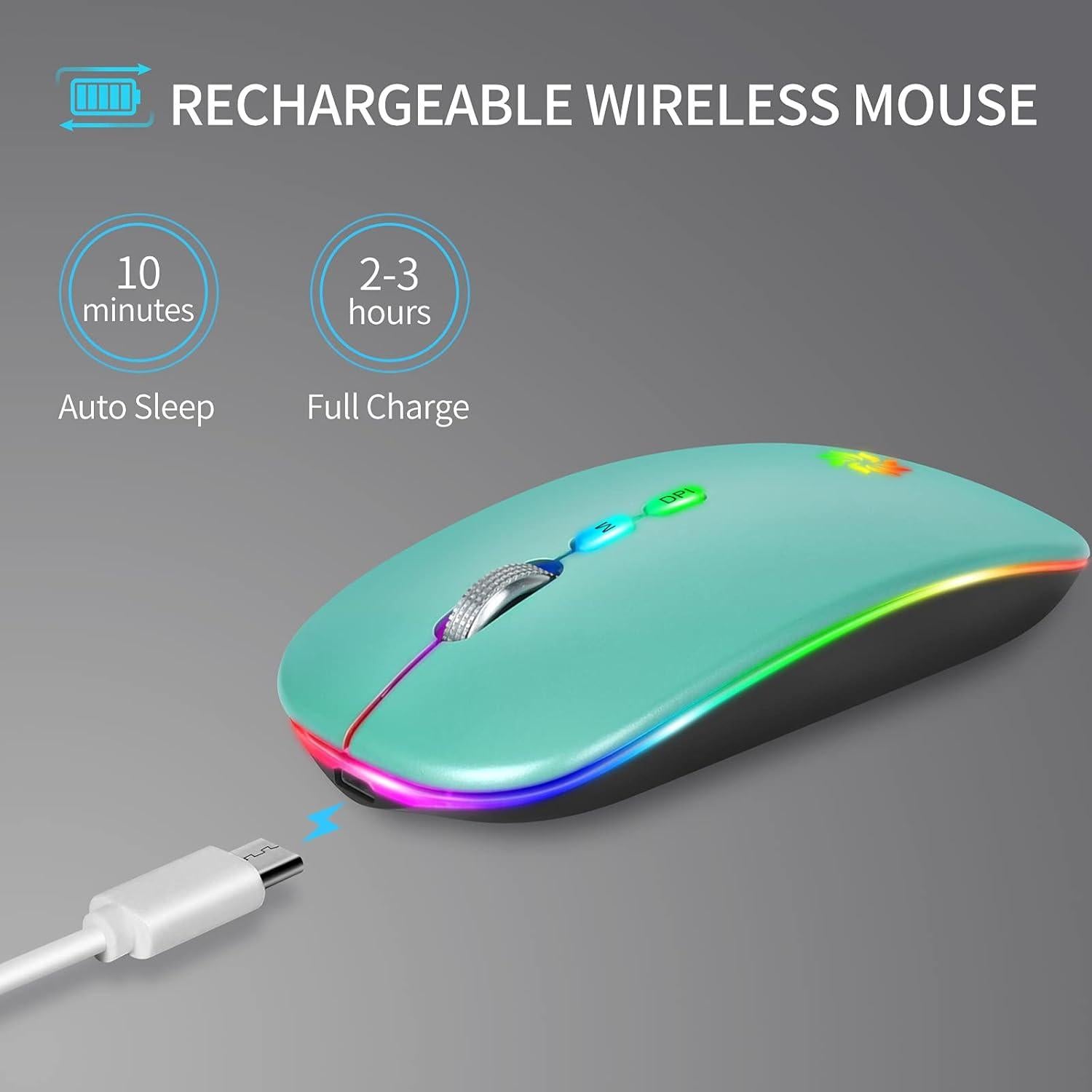 Ratón Inalámbrico KBCASE 2.4G Recargable LED Azul Lago