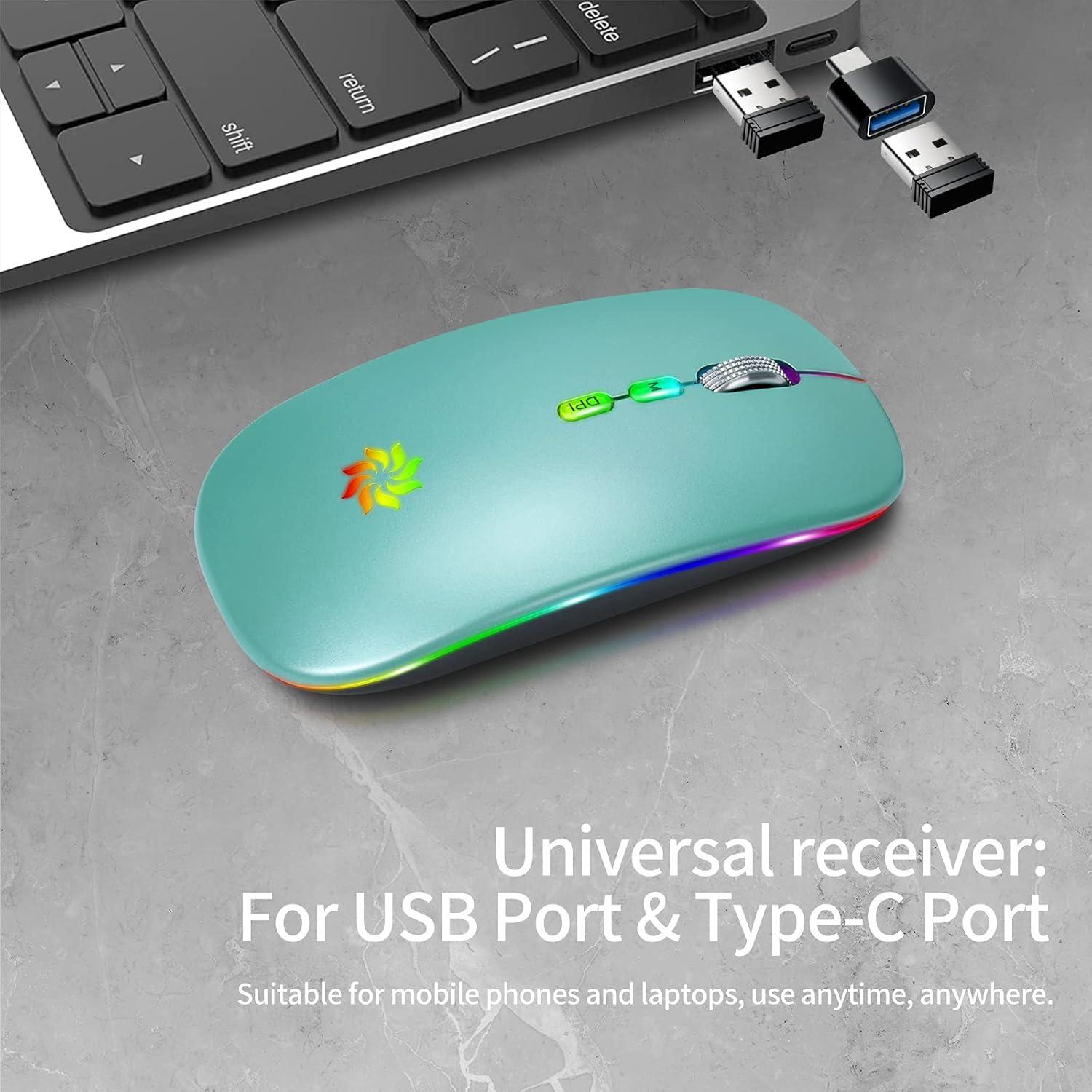 Ratón Inalámbrico KBCASE 2.4G Recargable LED Azul Lago