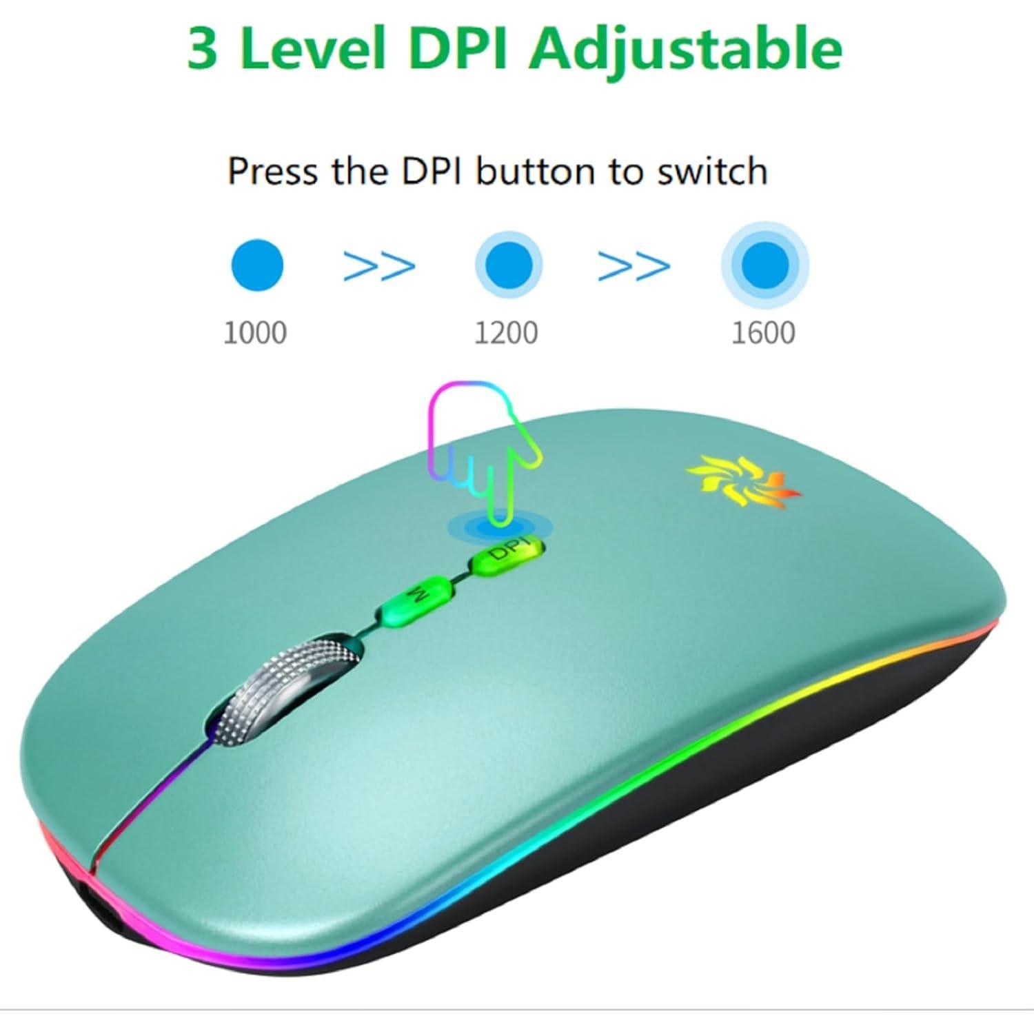 Ratón Inalámbrico KBCASE 2.4G Recargable LED Azul Lago