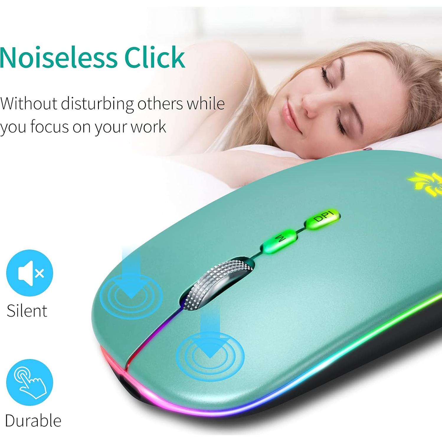 Ratón Inalámbrico KBCASE 2.4G Recargable LED Azul Lago