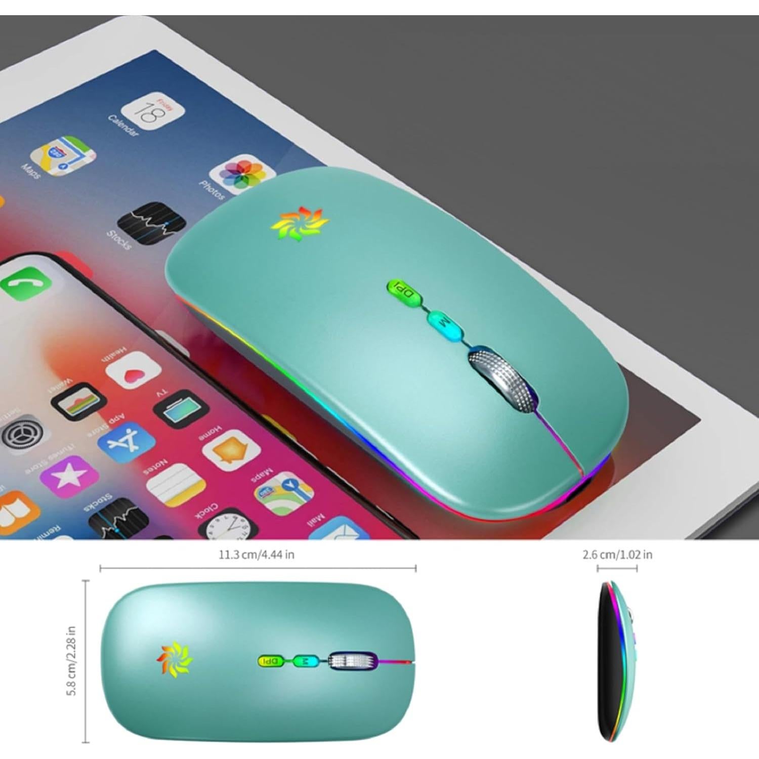 Ratón Inalámbrico KBCASE 2.4G Recargable LED Azul Lago